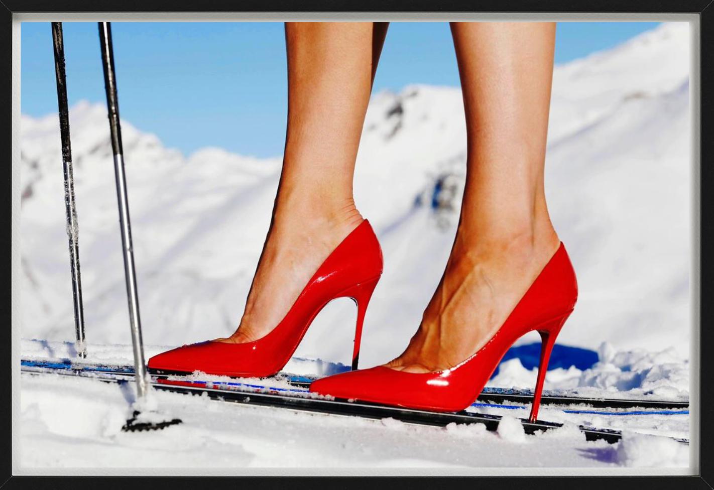 'Backcountry III' - Red Louboutins Heels on Ski, fine art photography, 2023 For Sale 5