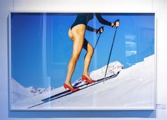 Backcountry  - Model Skiing in Red High Heels, Fine Art Photography, 2018