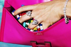 Beverly Hills Pills, grabbing pills from a pink bag, Fine Art Photography