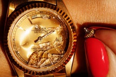 Gold digger - Close-up of a golden Rolex, color, Fine Art Photography , 2019