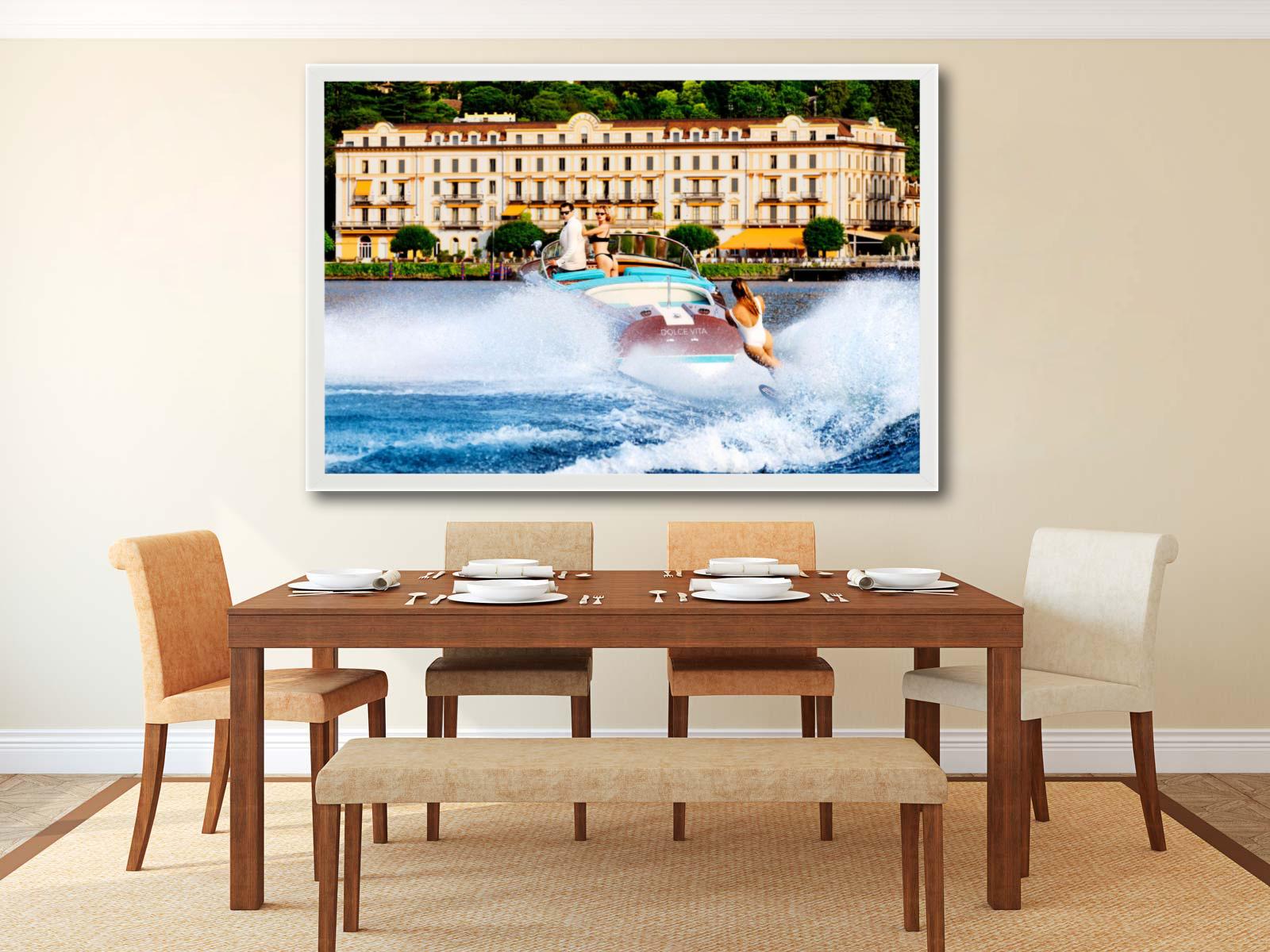 'Lunch for Three at Two' - waterskiing at Lake Como, fine art photography, 2023 - Contemporary Photograph by Tony Kelly