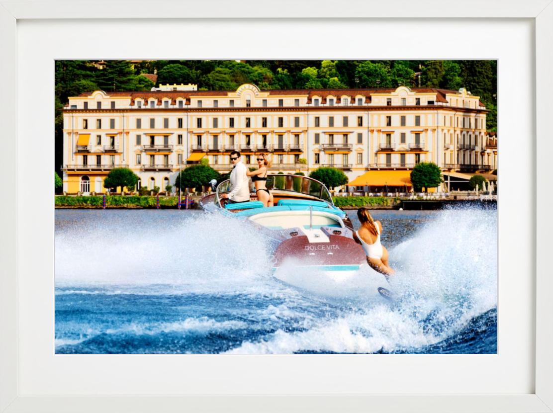 'Lunch for Three at Two' - waterskiing at Lake Como, fine art photography, 2023 For Sale 1