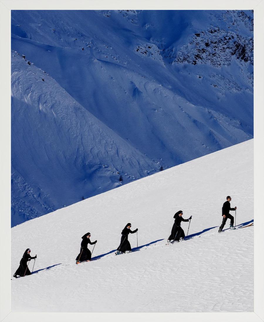 'Saint Moritz' - A group of Nuns snowhiking, fine art photography, 2023 - Photograph by Tony Kelly