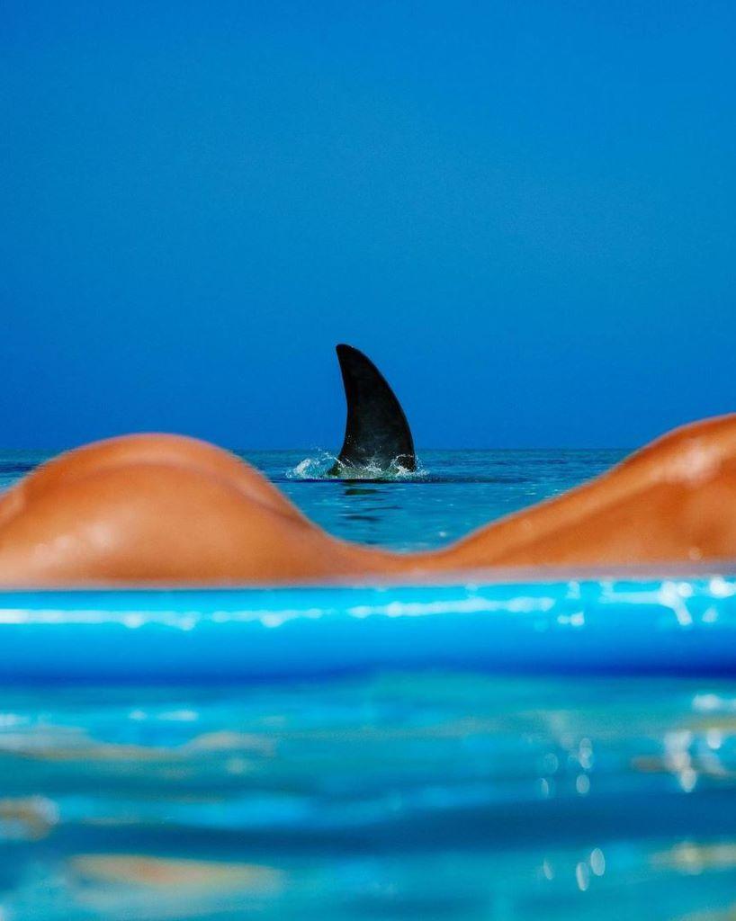 Tony Kelly Nude Photograph - Shark Lady - back of a nude woman's body with shark fin 