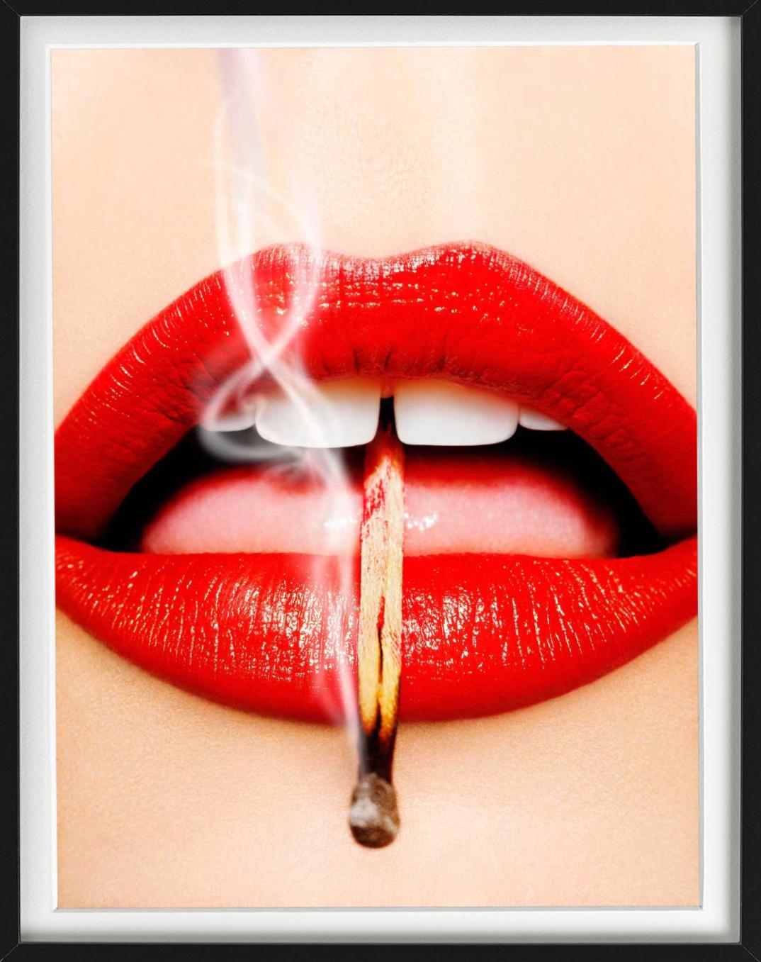 Smoking Lips, Playboy Cover - Red Lips with Match, fine art photography, 2013 For Sale 2