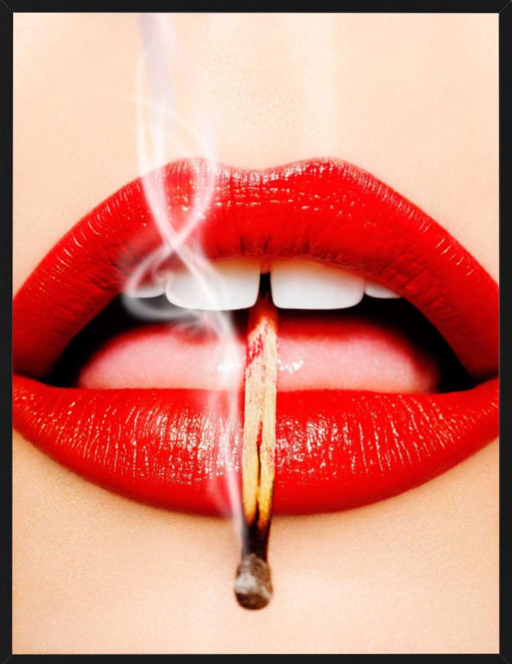 Smoking Lips, Playboy Cover - Red Lips with Match, fine art photography, 2013 For Sale 4