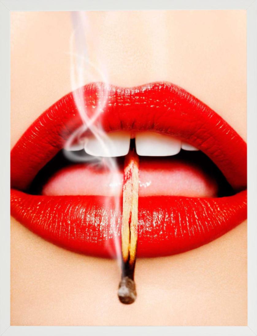 Smoking Lips, Playboy Cover - Red Lips with Match, fine art photography, 2013 For Sale 1