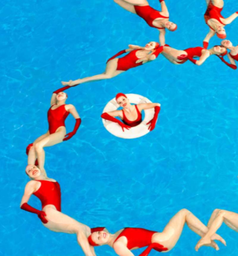Water Beauties - Swimmers Forming a Playboy Bunny, Fine Art Photography, 2013 For Sale 2