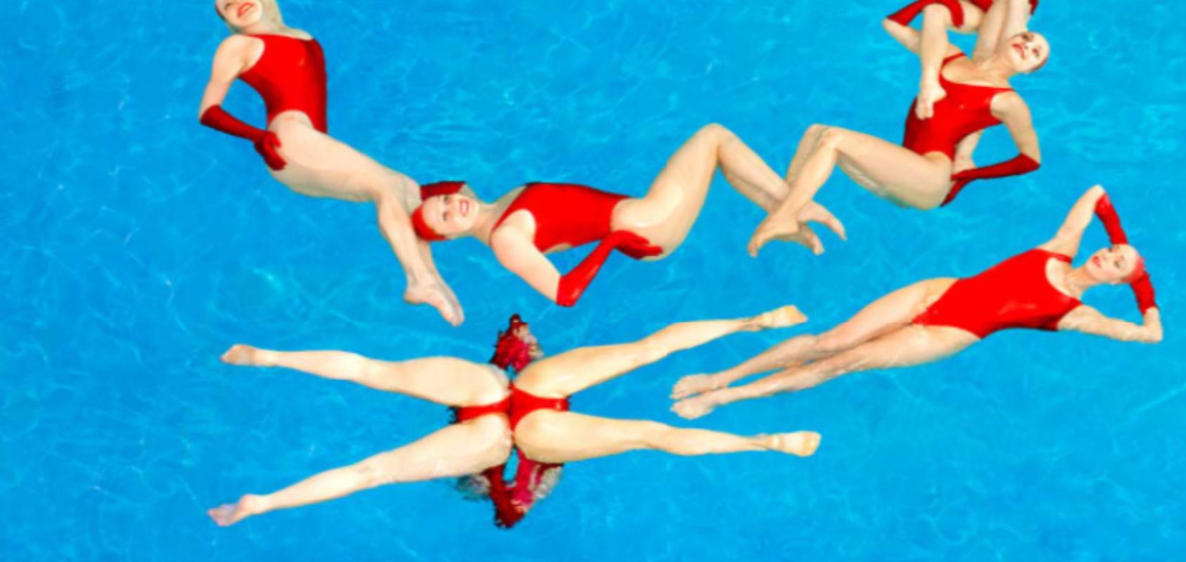Water Beauties - Swimmers Forming a Playboy Bunny, Fine Art Photography, 2013 For Sale 6