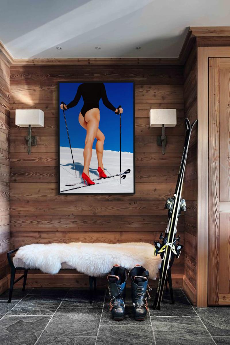 Backcountry II - Modelo con tacones rojos Skitouring, Fotografía artística, 2019 en venta 2
