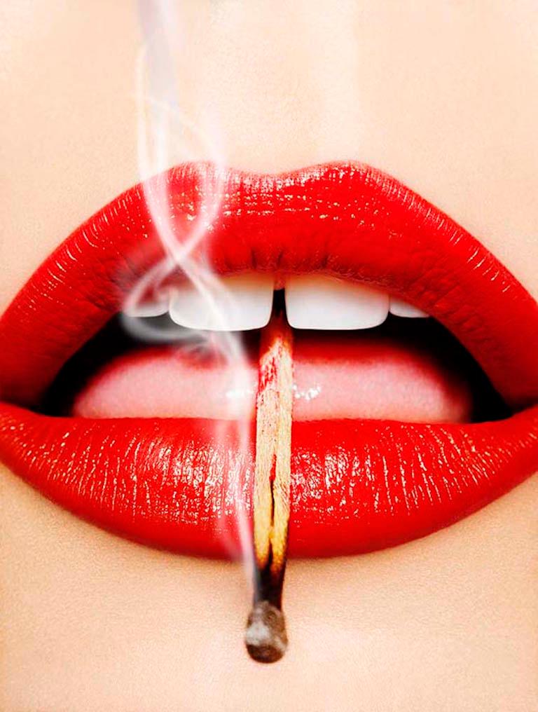 Tony Kelly Portrait Print - Smoking Lips, Pop Art Photography, Color Photography