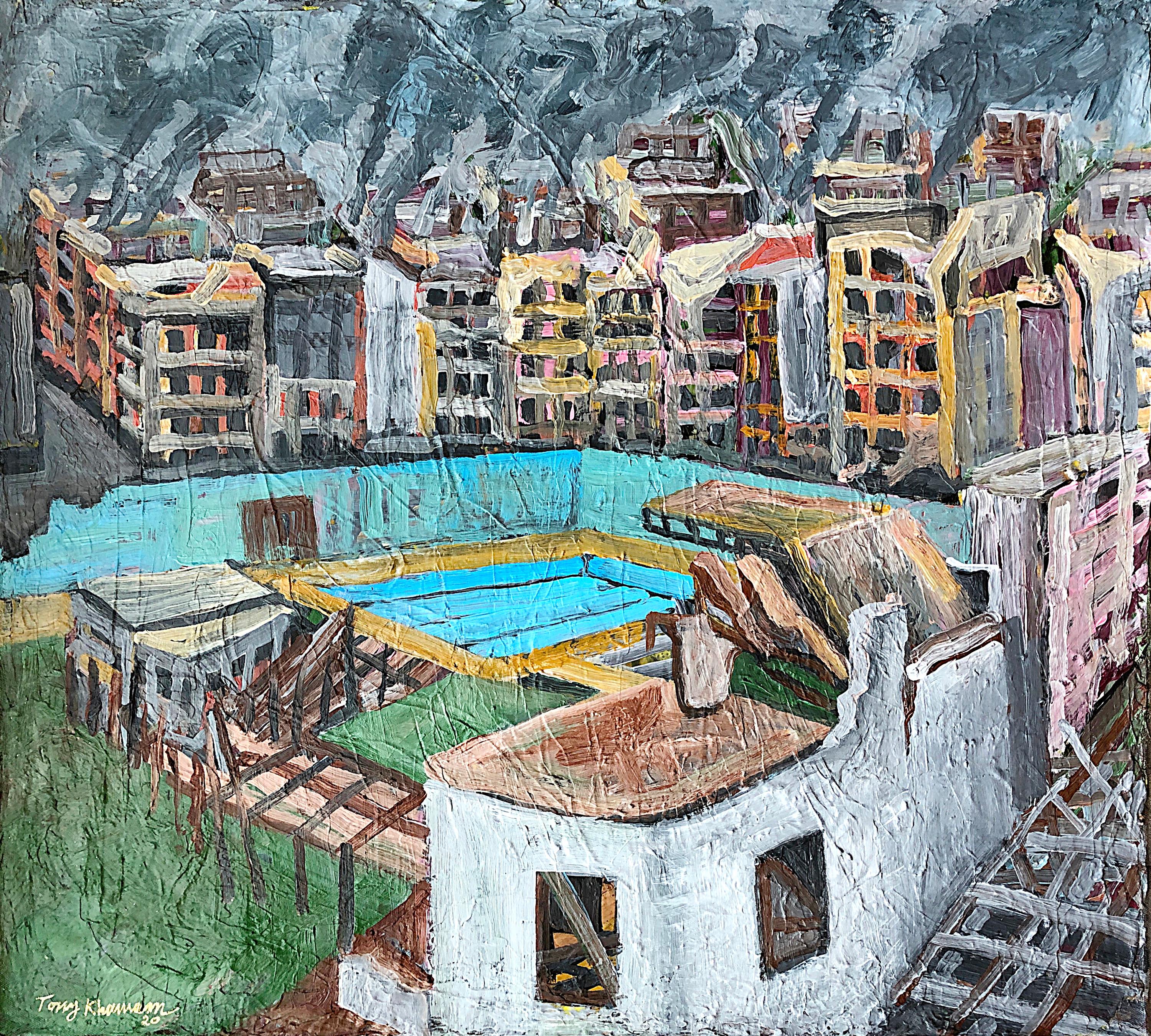 Tony Khawam Abstract Painting - The Forgotten City of Aleppo - No.2