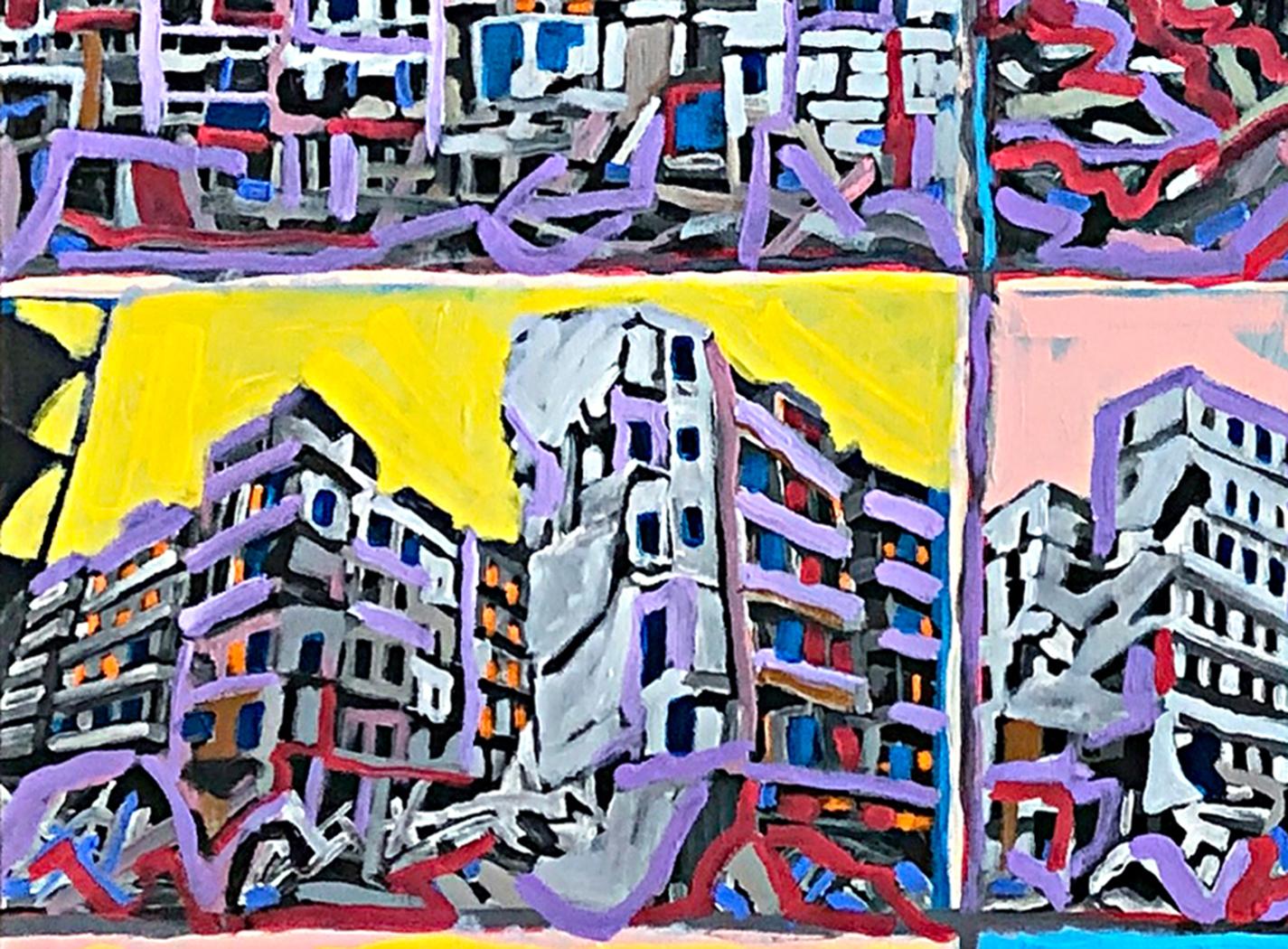 Aleppo to Kyiv Windows to the World - Painting by Tony Khawam
