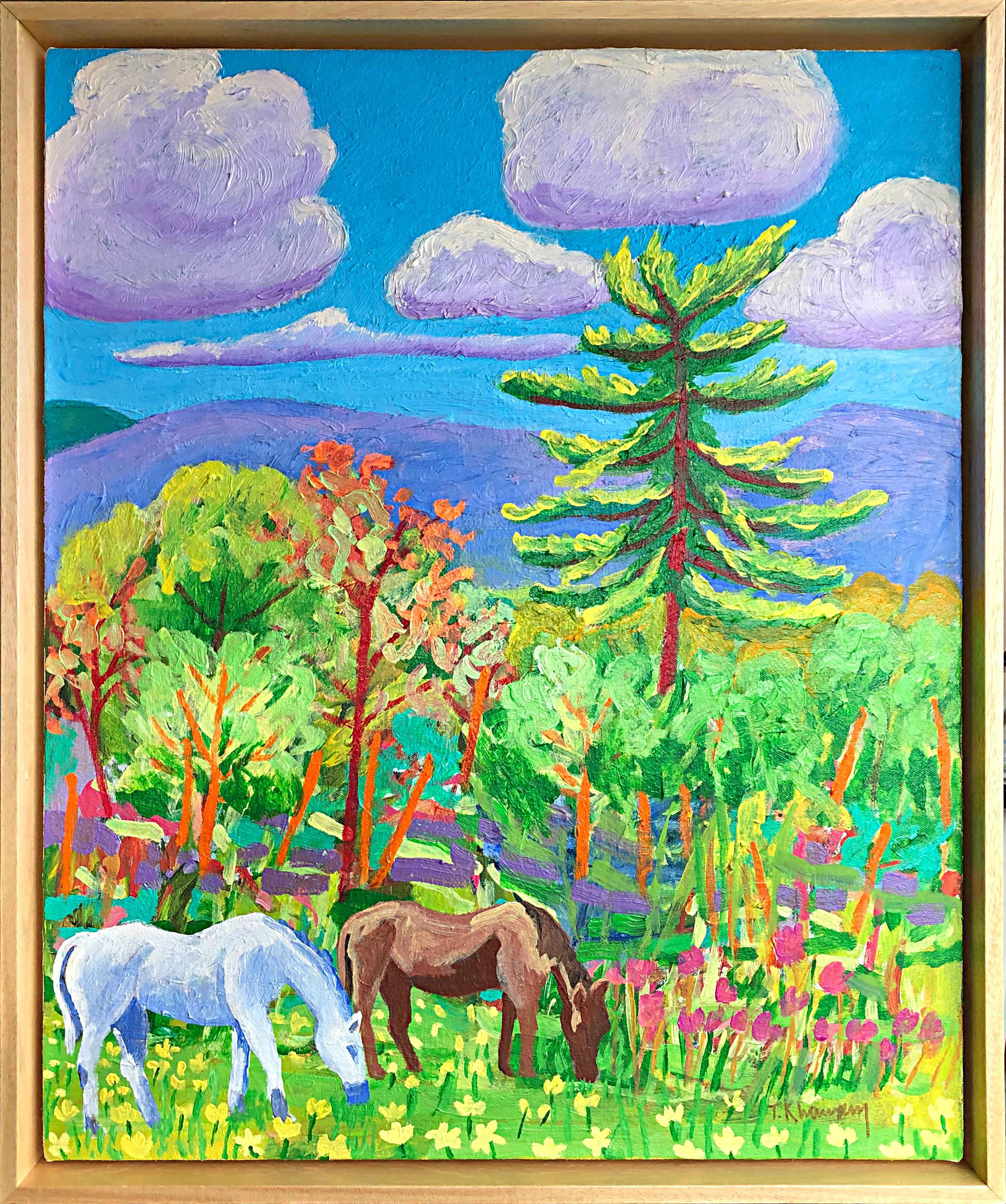 Tony Khawam Landscape Painting - Ponies of the Highlands