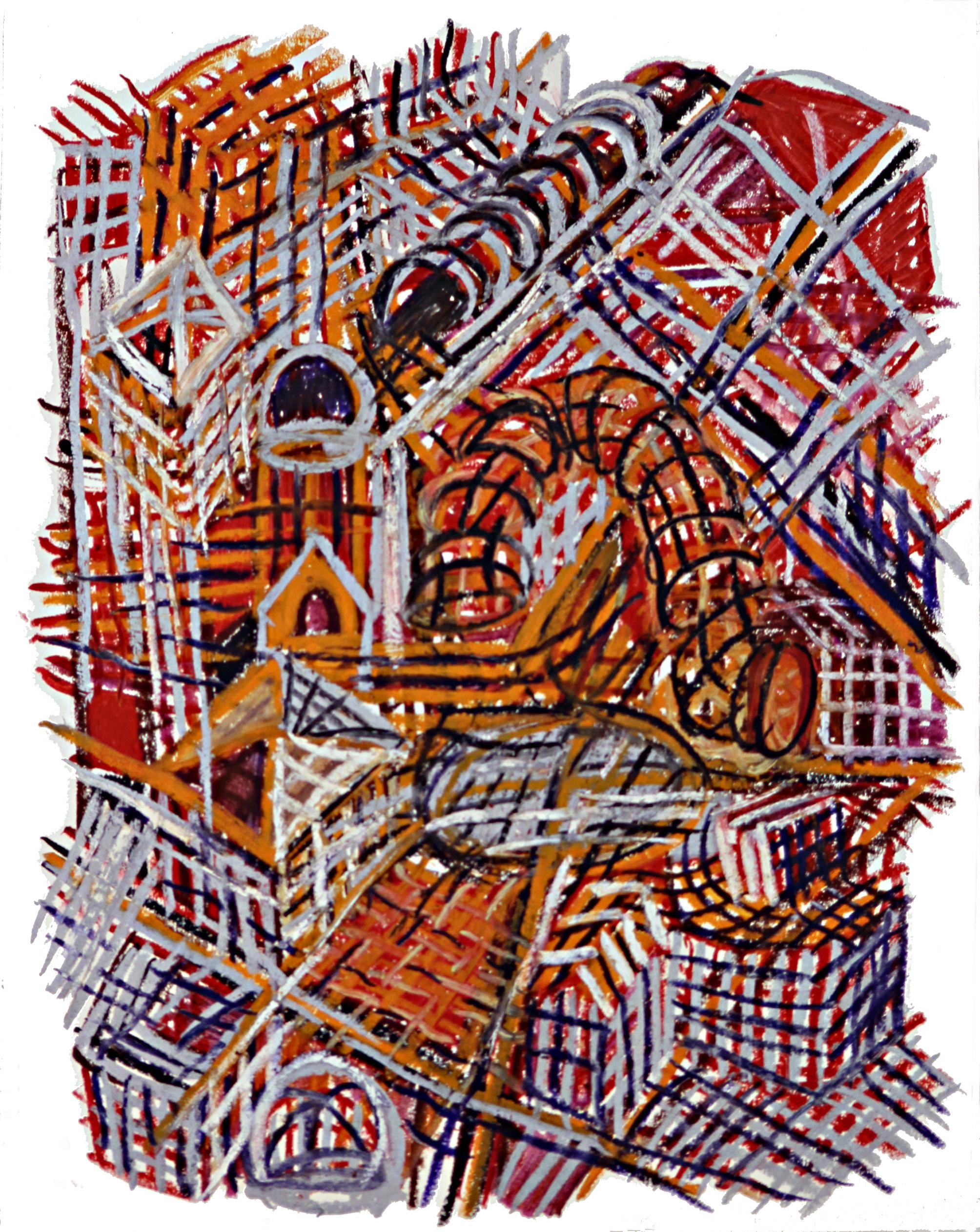 Wire City – No.1 - Painting by Tony Khawam