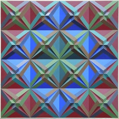 Esopo #9, Quadro geometrico astratto in acrilico su tela di Tony King