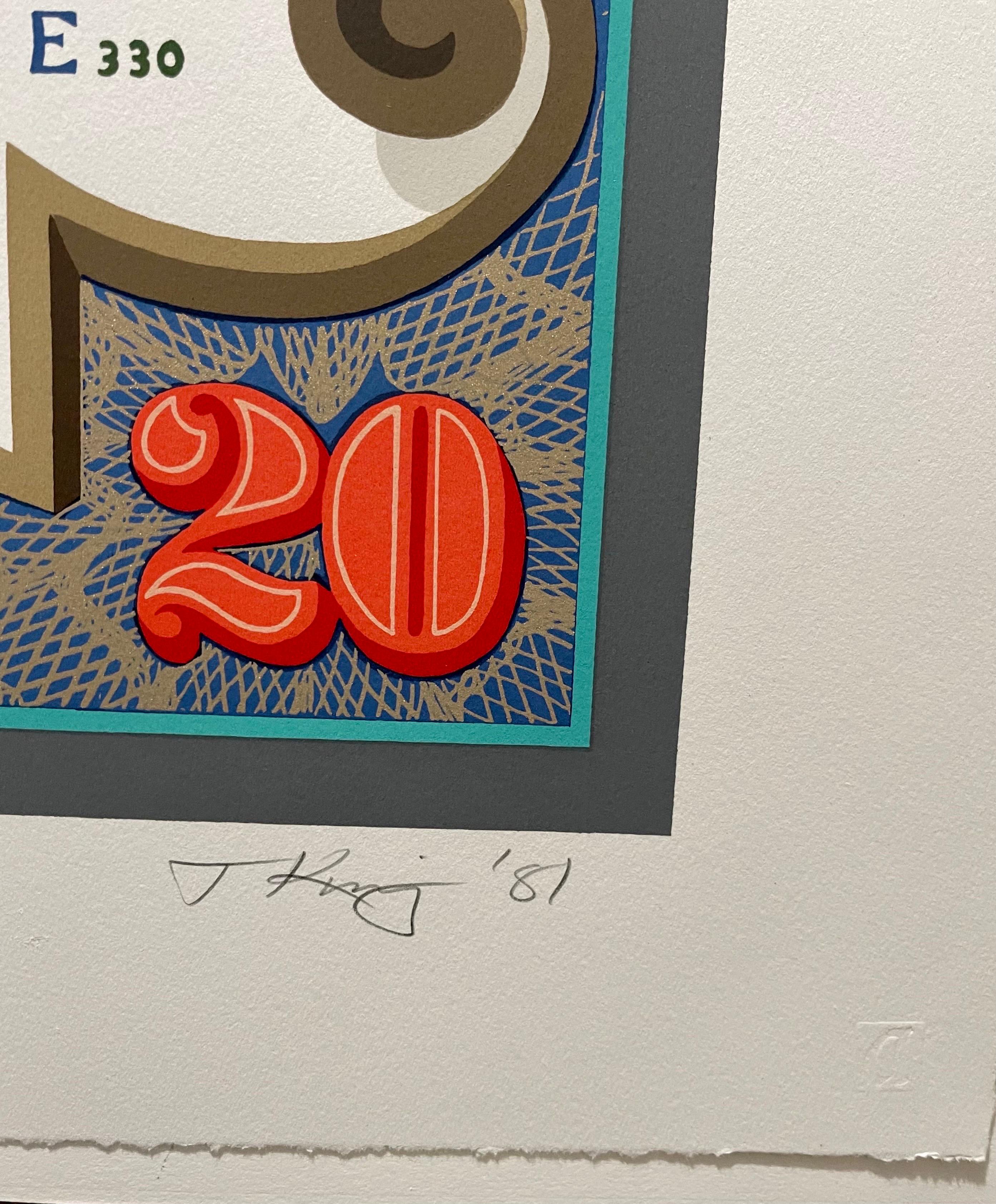 80's Pop Art 20$ Bill Large Screenprint Tony King Silkscreen Lithograph Currency 2