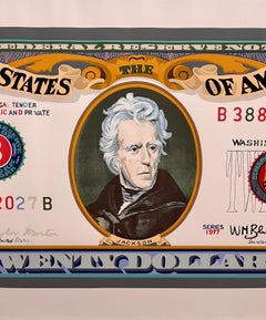 80's Pop Art 20$ Bill Large Screenprint Tony King Silkscreen Lithograph Currency