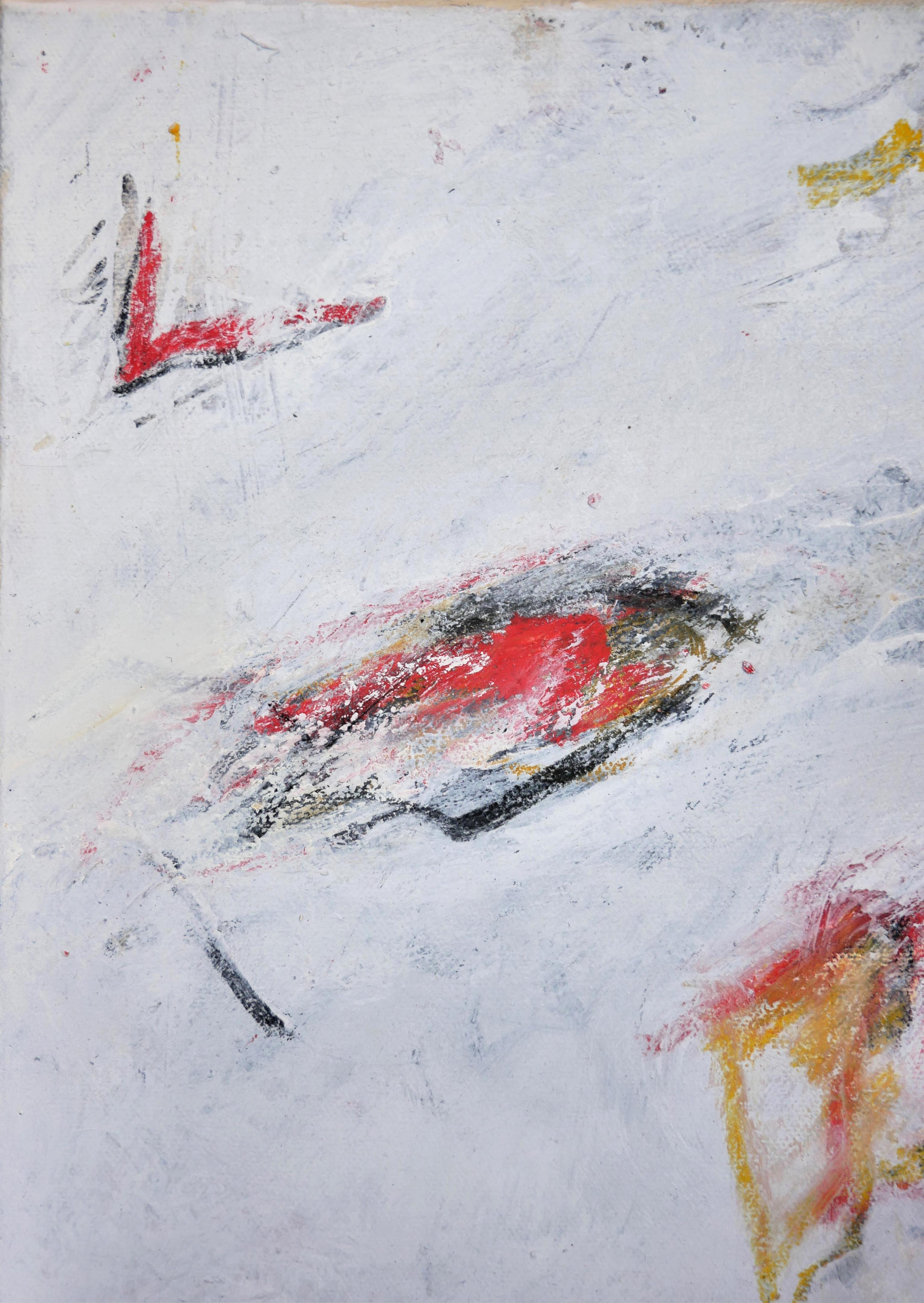 Peinture expressionniste abstraite contemporaine rouge, jaune et noire « Eightball » - Painting de Tony Magar