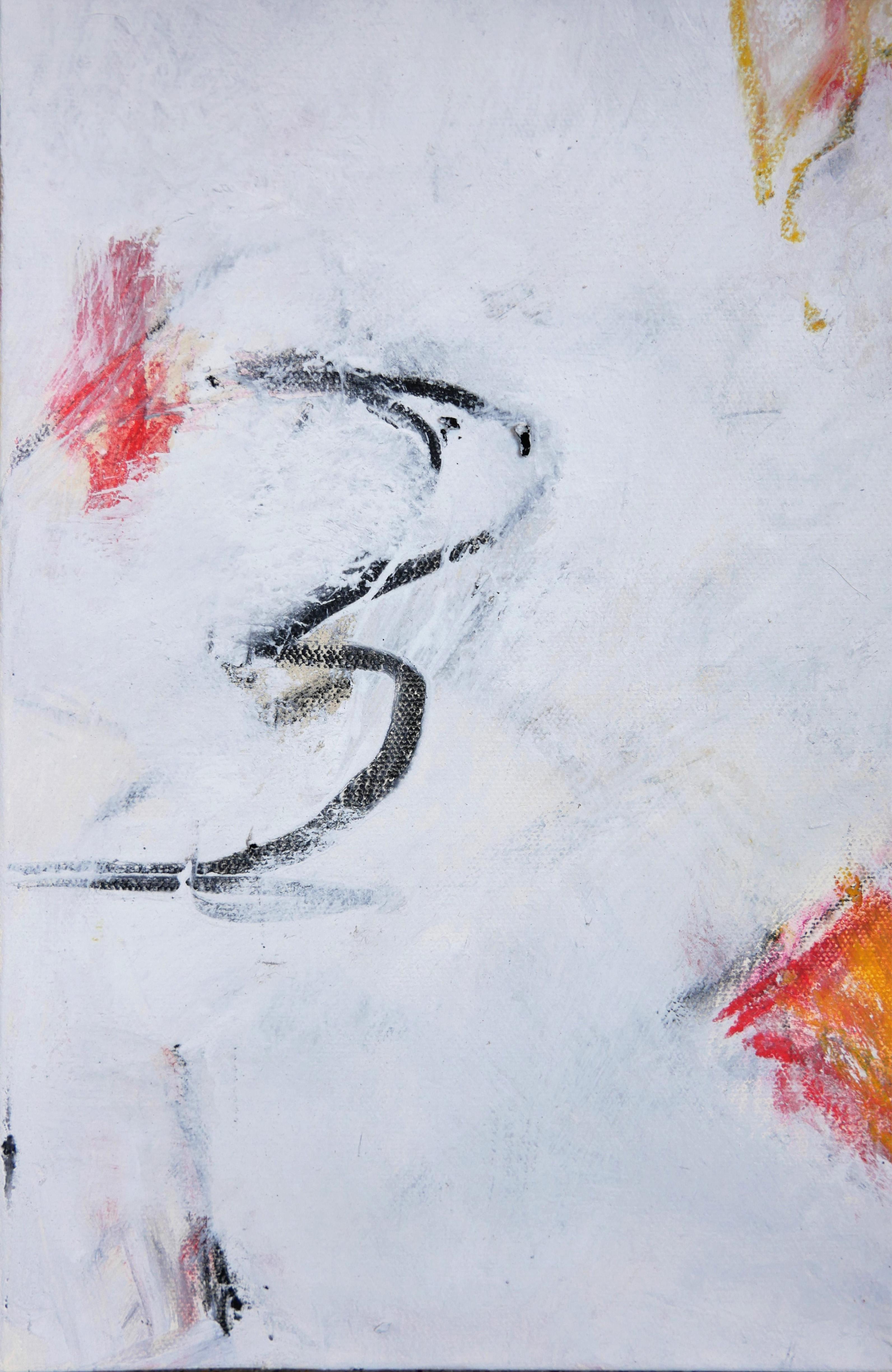 Peinture expressionniste abstraite contemporaine rouge, jaune et noire « Eightball » - Noir Abstract Painting par Tony Magar