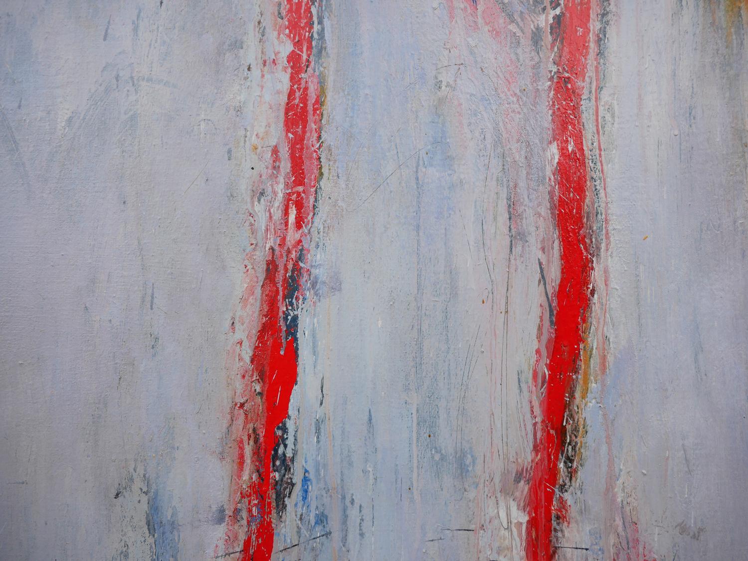 Lila, Grau und Rot getöntes abstraktes zeitgenössisches Gemälde im Angebot 7