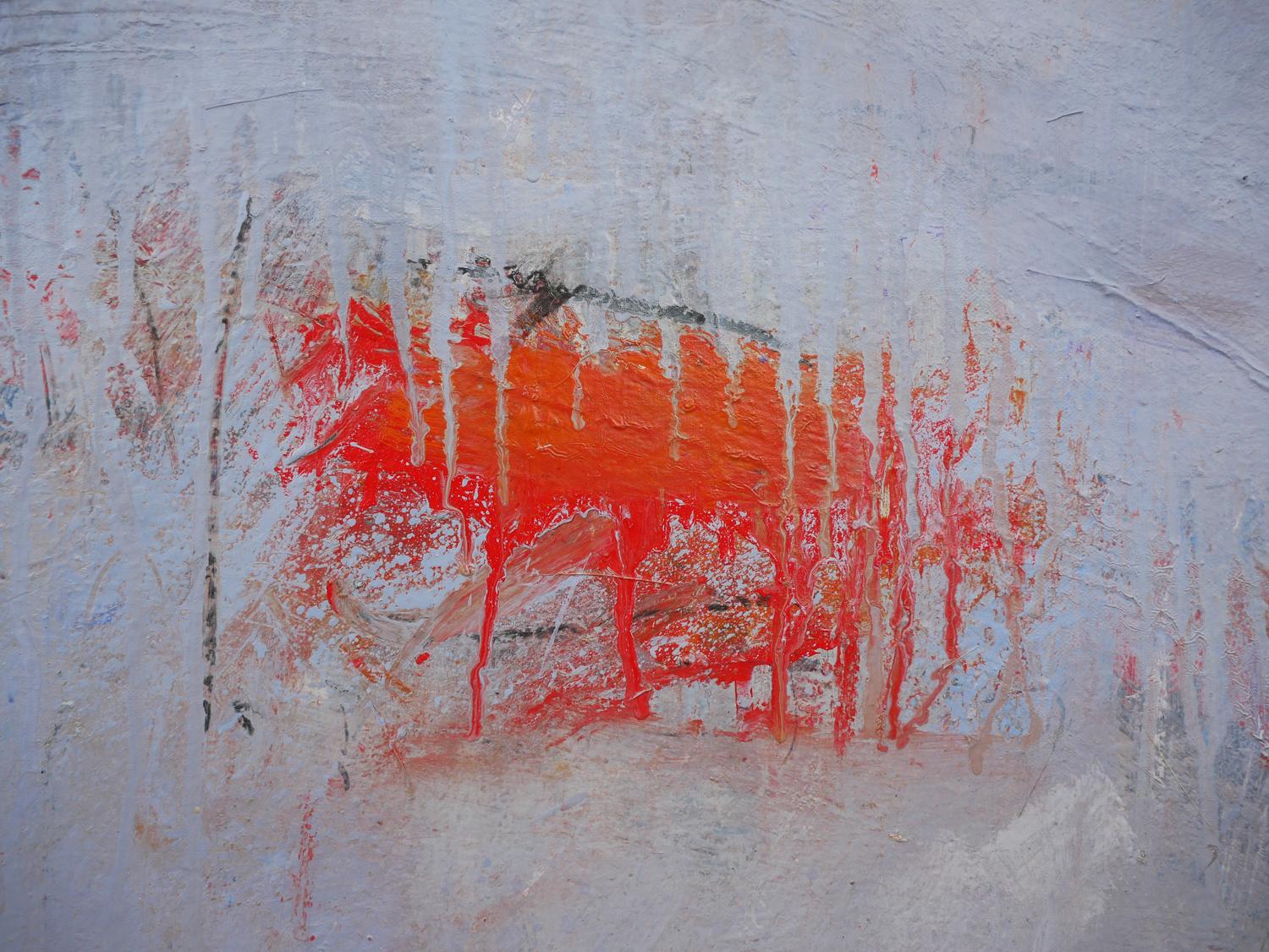 Lila, Grau und Rot getöntes abstraktes zeitgenössisches Gemälde im Angebot 4