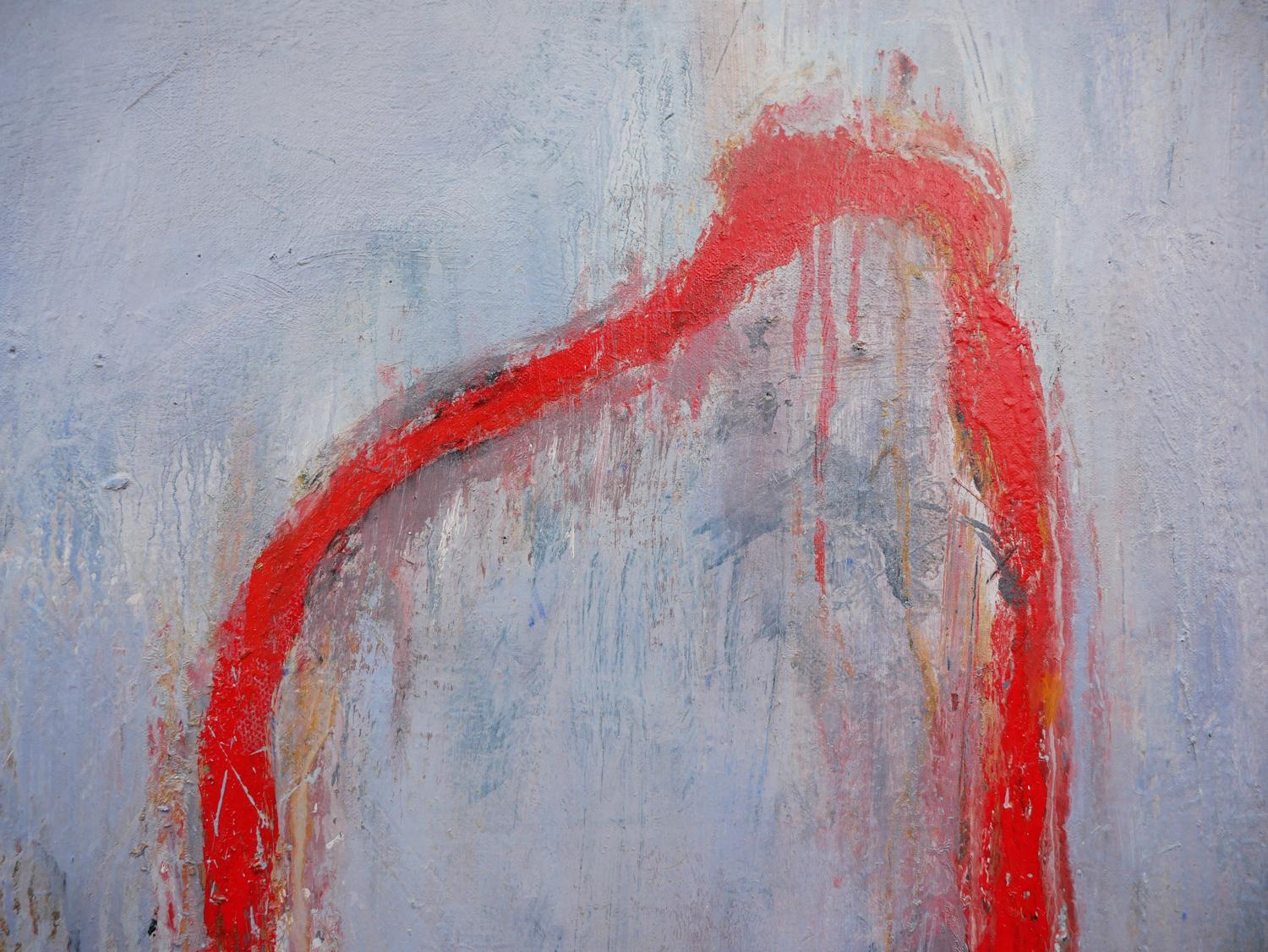Lila, Grau und Rot getöntes abstraktes zeitgenössisches Gemälde im Angebot 5