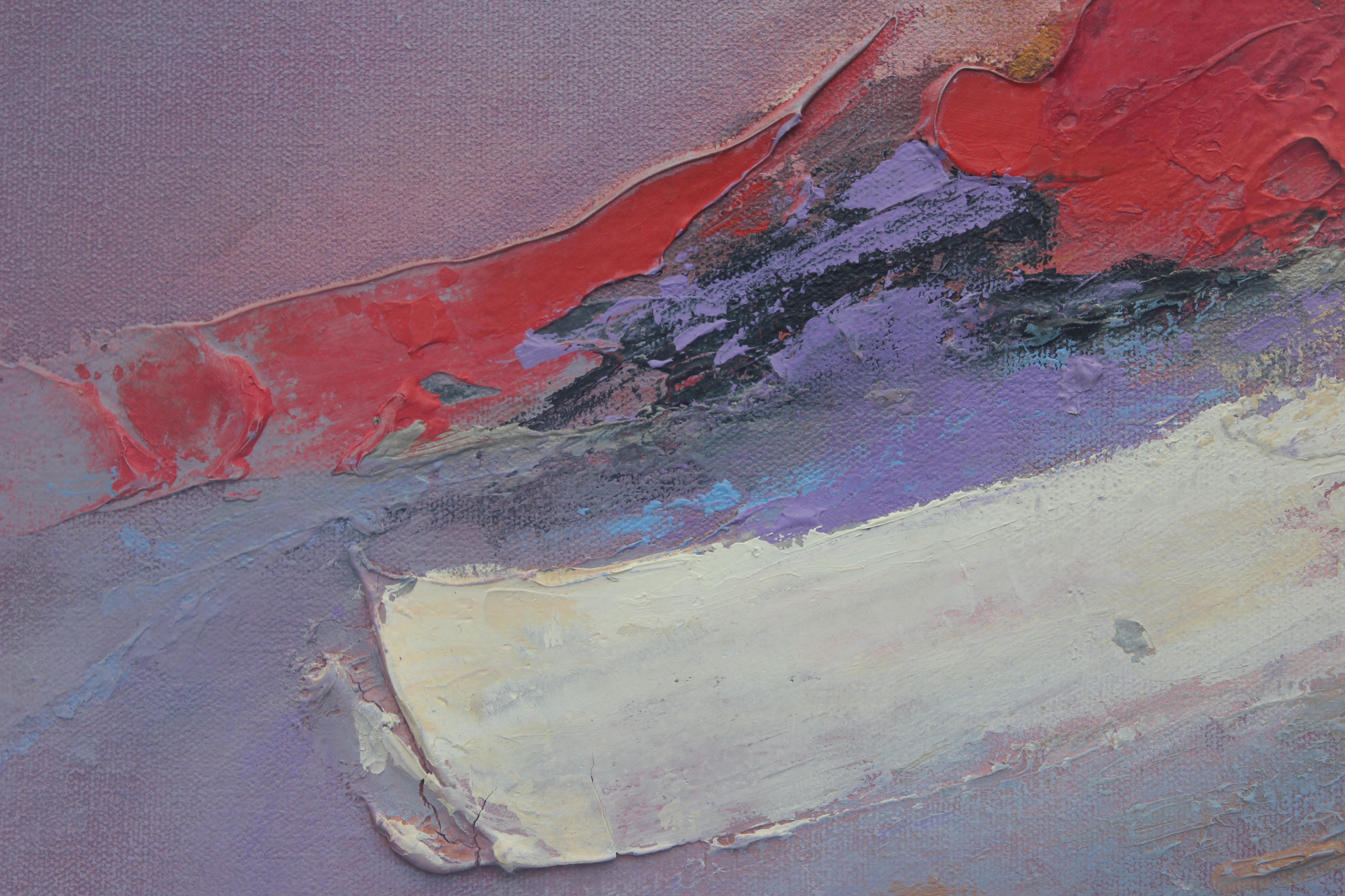 Pittura ad olio gestuale astratta dai toni viola - Painting Astratto di Tony Magar