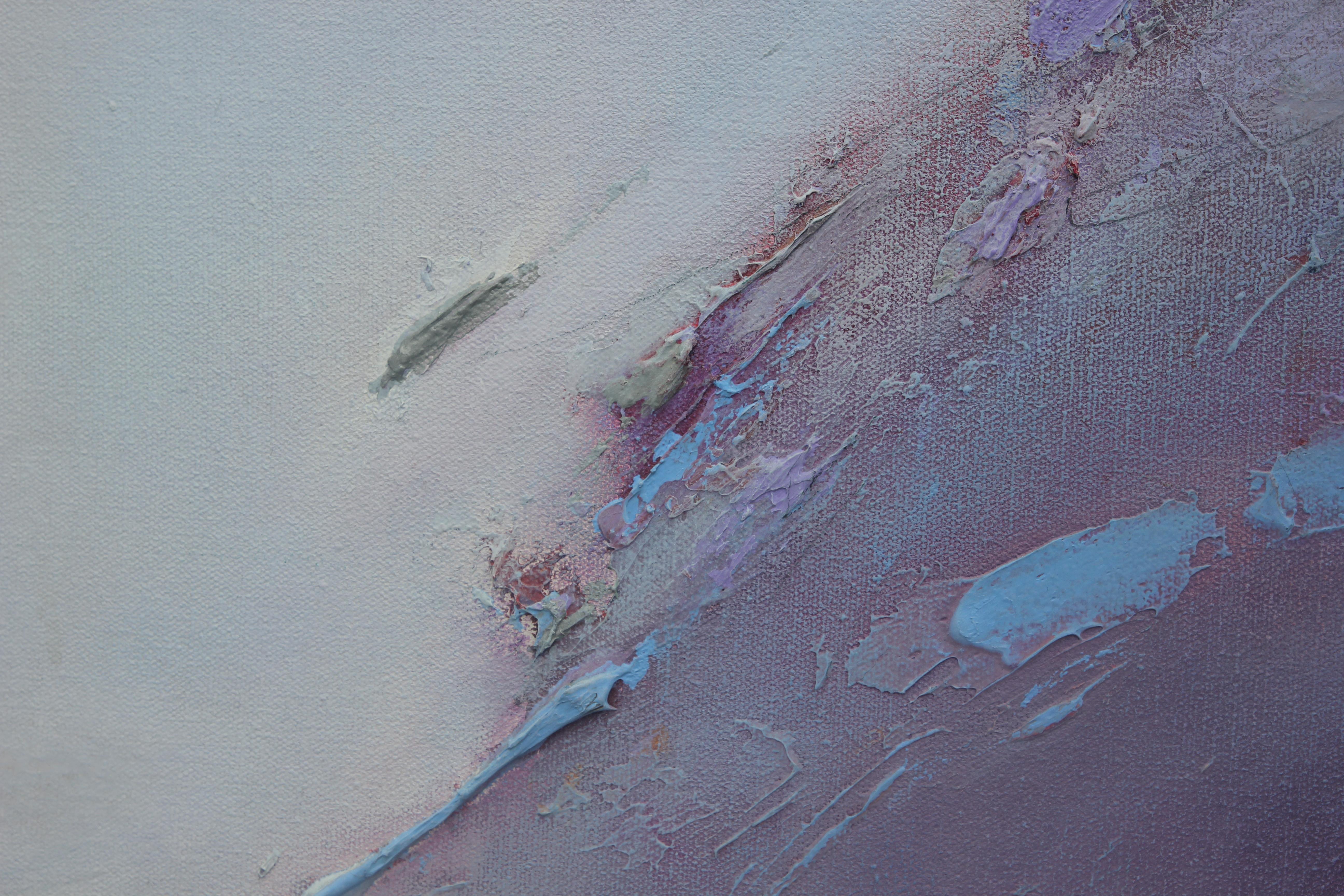 Pittura ad olio gestuale astratta dai toni viola in vendita 1