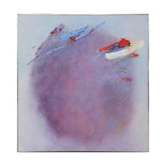 Purple Toned Abstract Gestural Oil Painting 