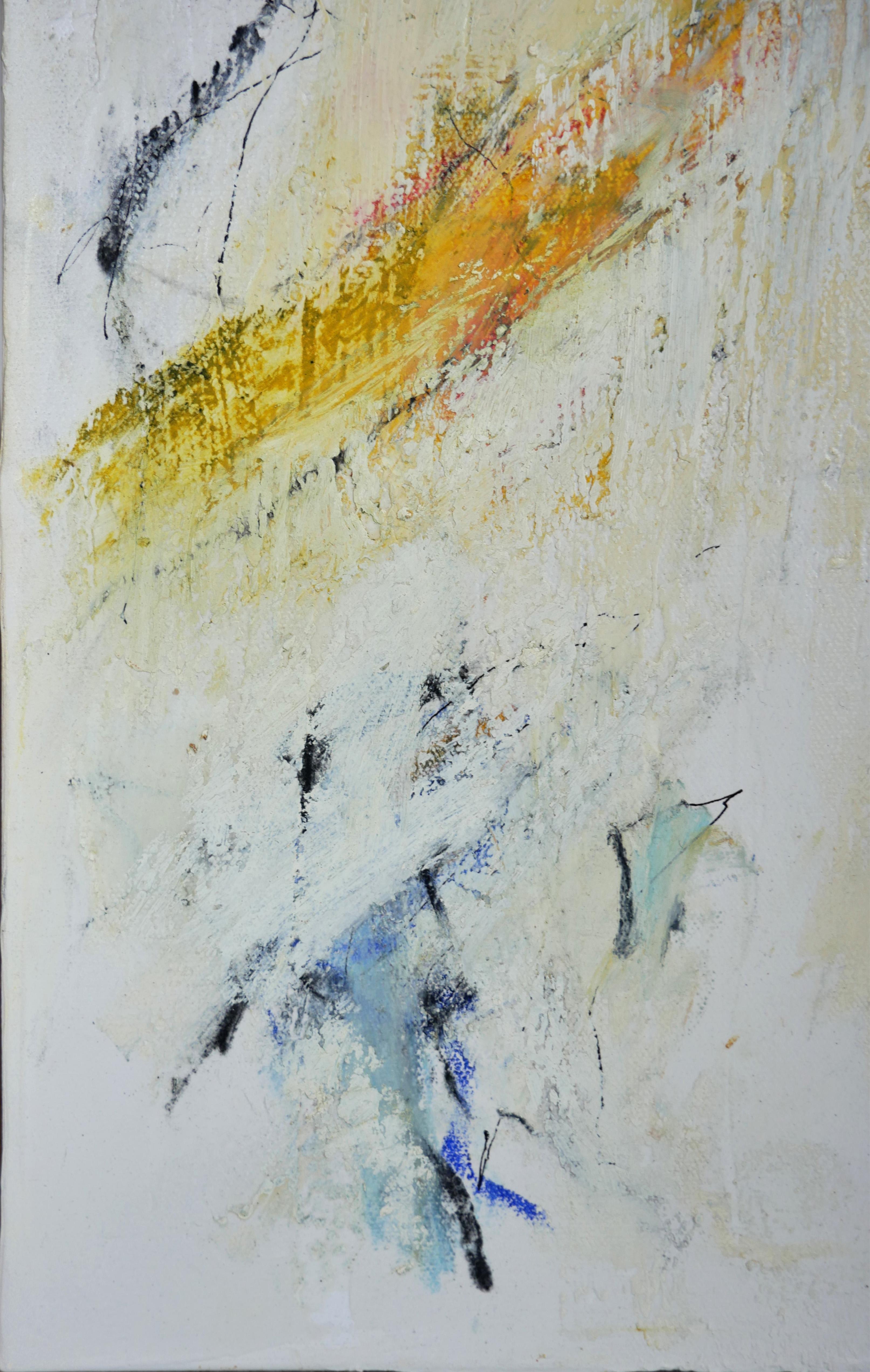 Zeitgenössisches rotes, gelbes und blaues abstraktes expressionistisches Gemälde „Shoreline“ im Angebot 3