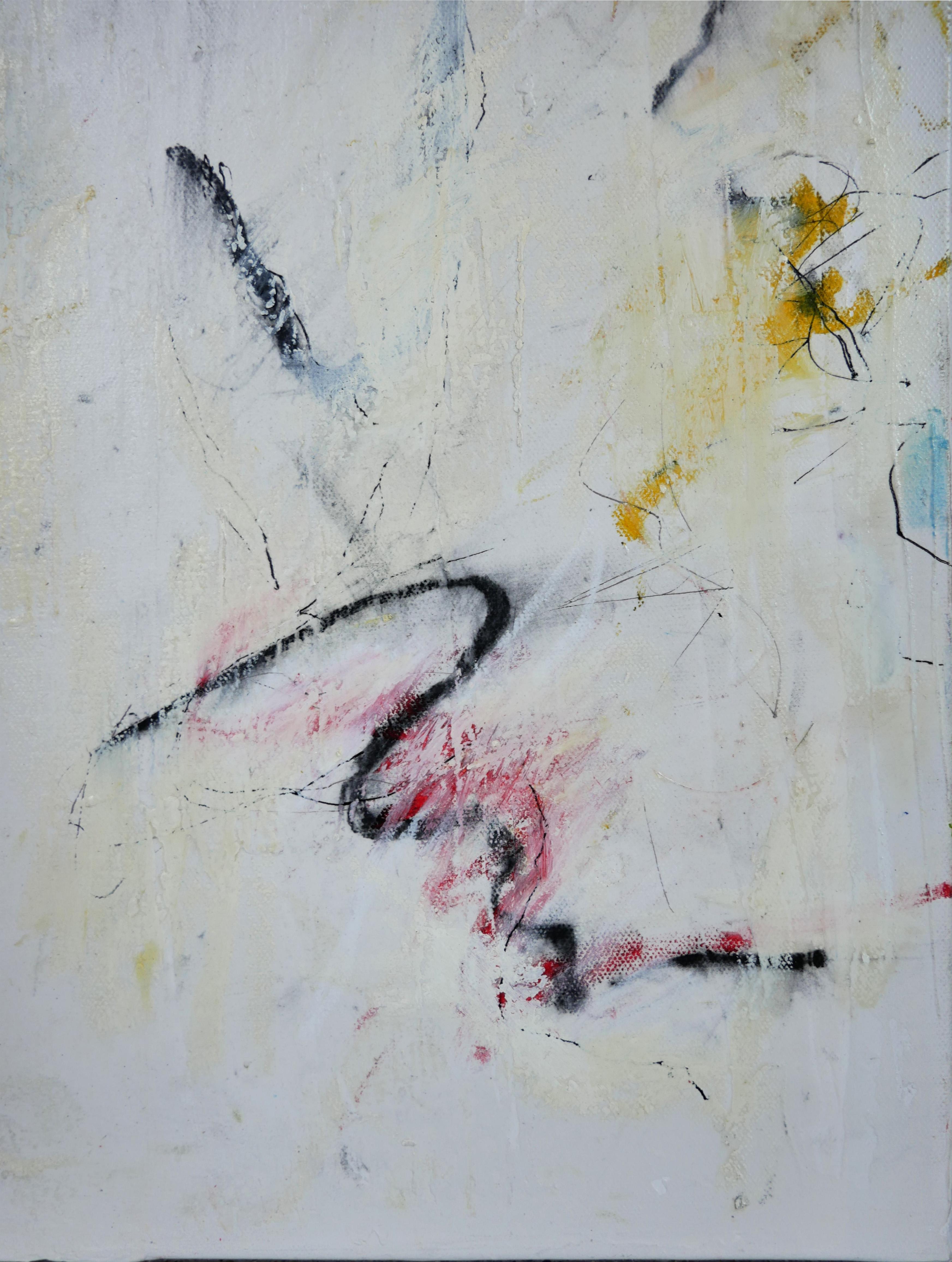 Zeitgenössisches rotes, gelbes und blaues abstraktes expressionistisches Gemälde „Shoreline“ im Angebot 4