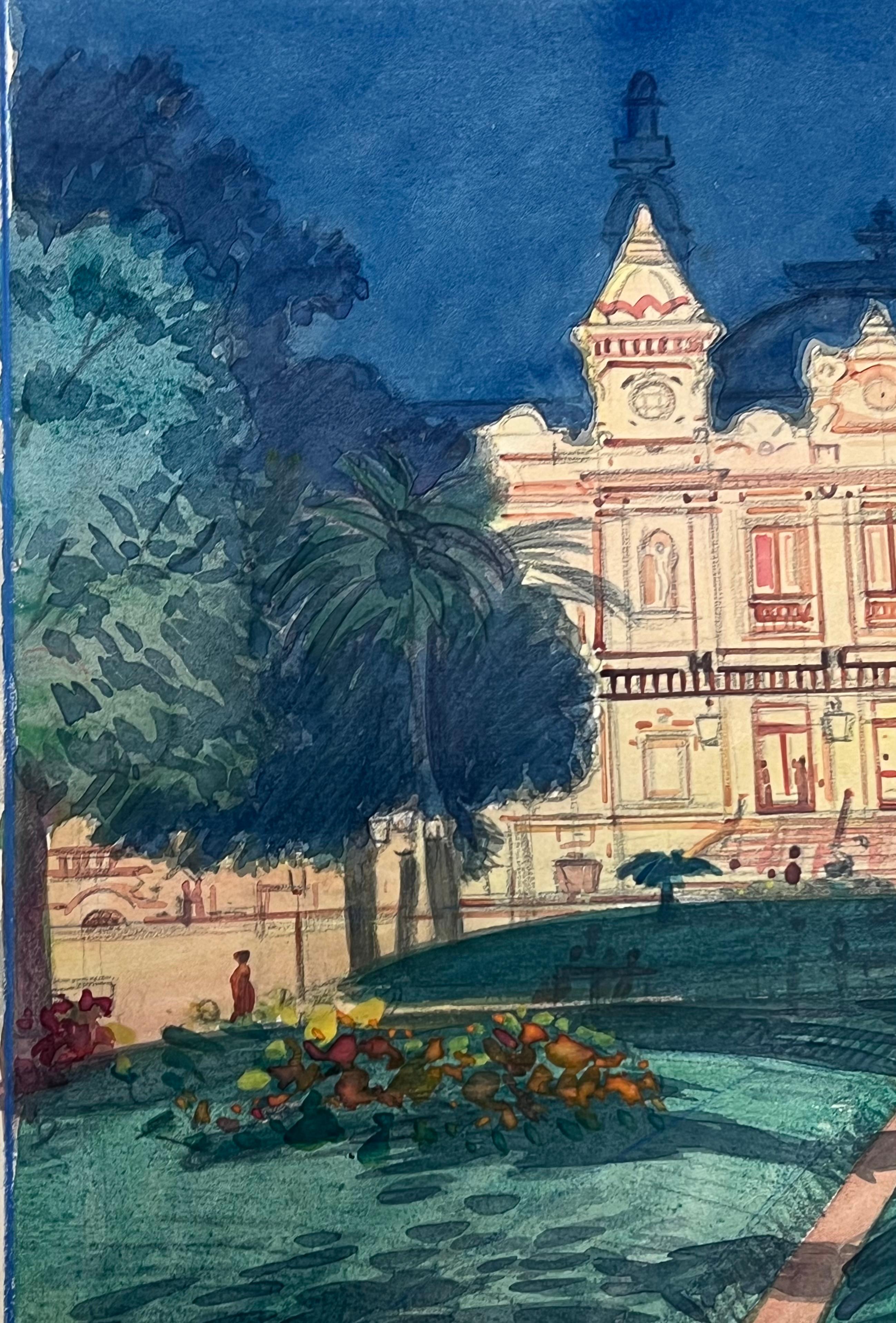 Casino Monte Carlo
Tony Minartz (francés, 1873 - 1994)  
acuarela sobre papel de artista
cuadro : 16,5 x 12,75 pulgadas
Procedencia: colección privada en el sur de Francia, 
Estado: muy buen estado, con algunas marcas de la edad en el papel.