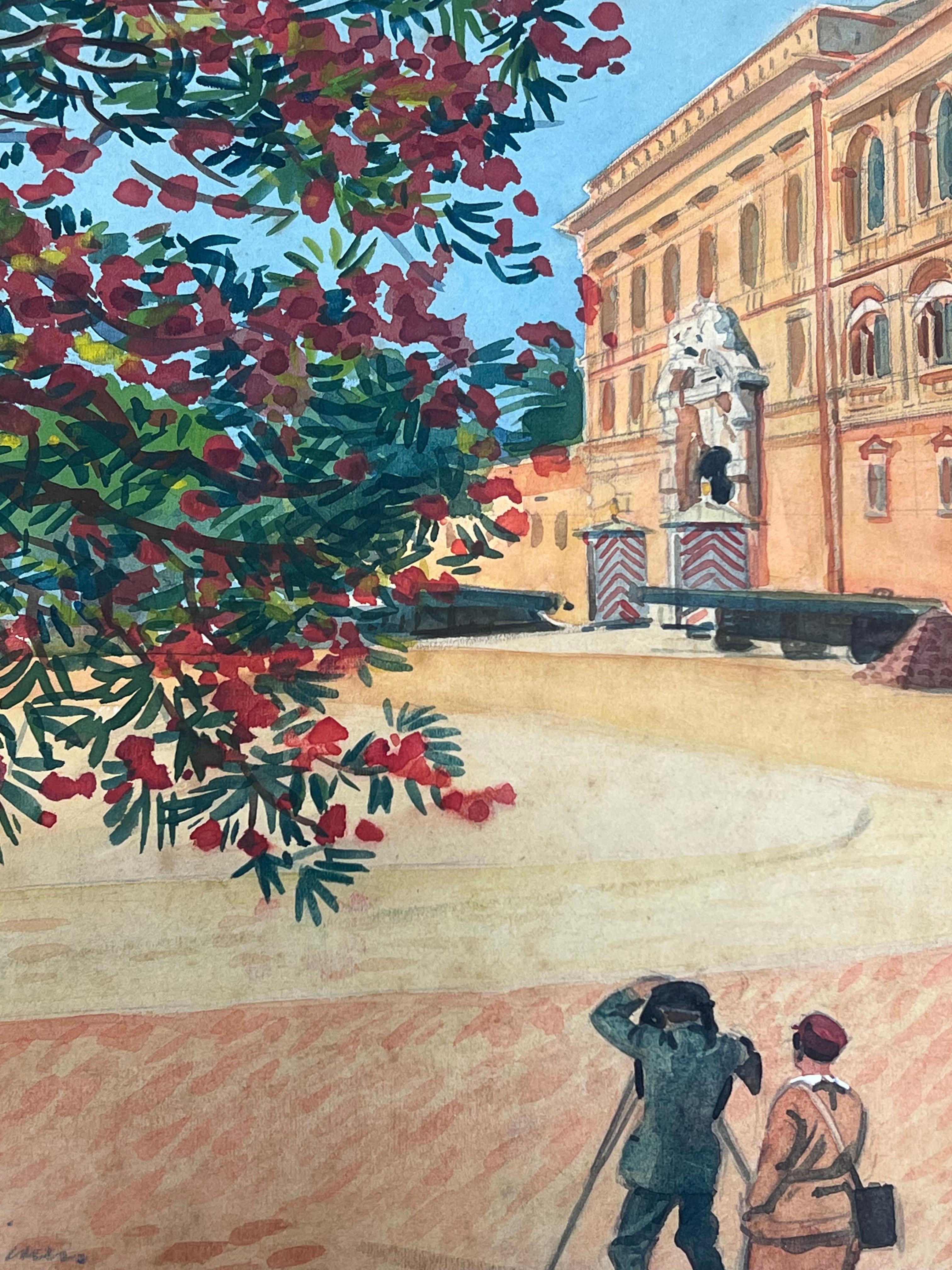 Der Fürstenpalast von Monaco
Tony Minartz (Franzose, 1873 - 1994)  
signiertes Aquarell auf Künstlerpapier
Gemälde : 12,75 x 16,5 Zoll
Provenienz: Privatsammlung in Südfrankreich, 
Zustand: sehr guter Zustand mit einigen altersbedingten Abdrücken