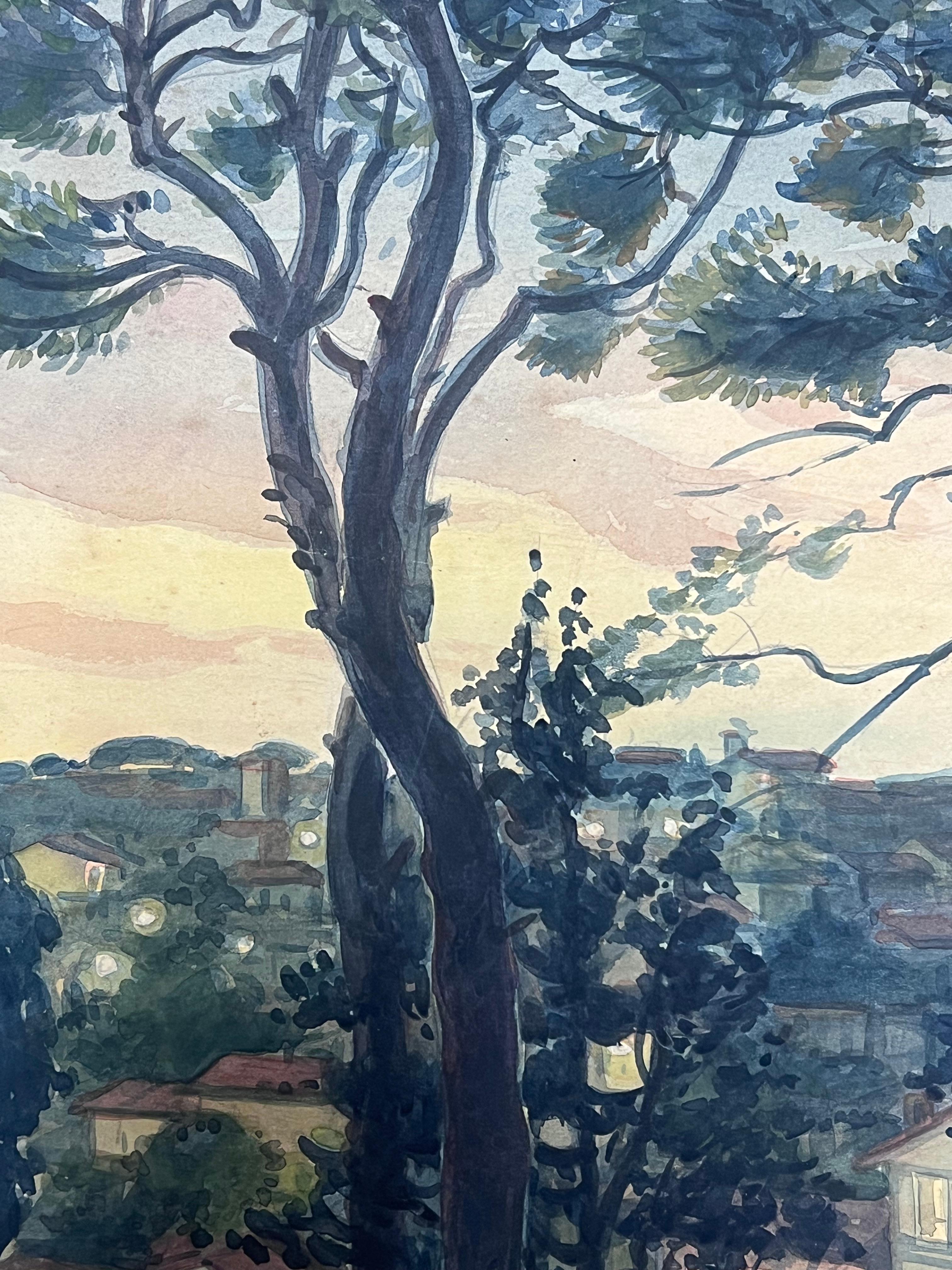 Vista de la colina Niza
Tony Minartz (francés, 1873 - 1994)   
acuarela sobre papel de artista
cuadro : 16,5 x 13 pulgadas
Procedencia: colección privada en el sur de Francia, 
Estado: muy buen estado, con algunas marcas de la edad en el papel.
