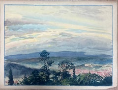 Sky Overlooking Mediterranean Coastline View Of Nice France French Watercolour