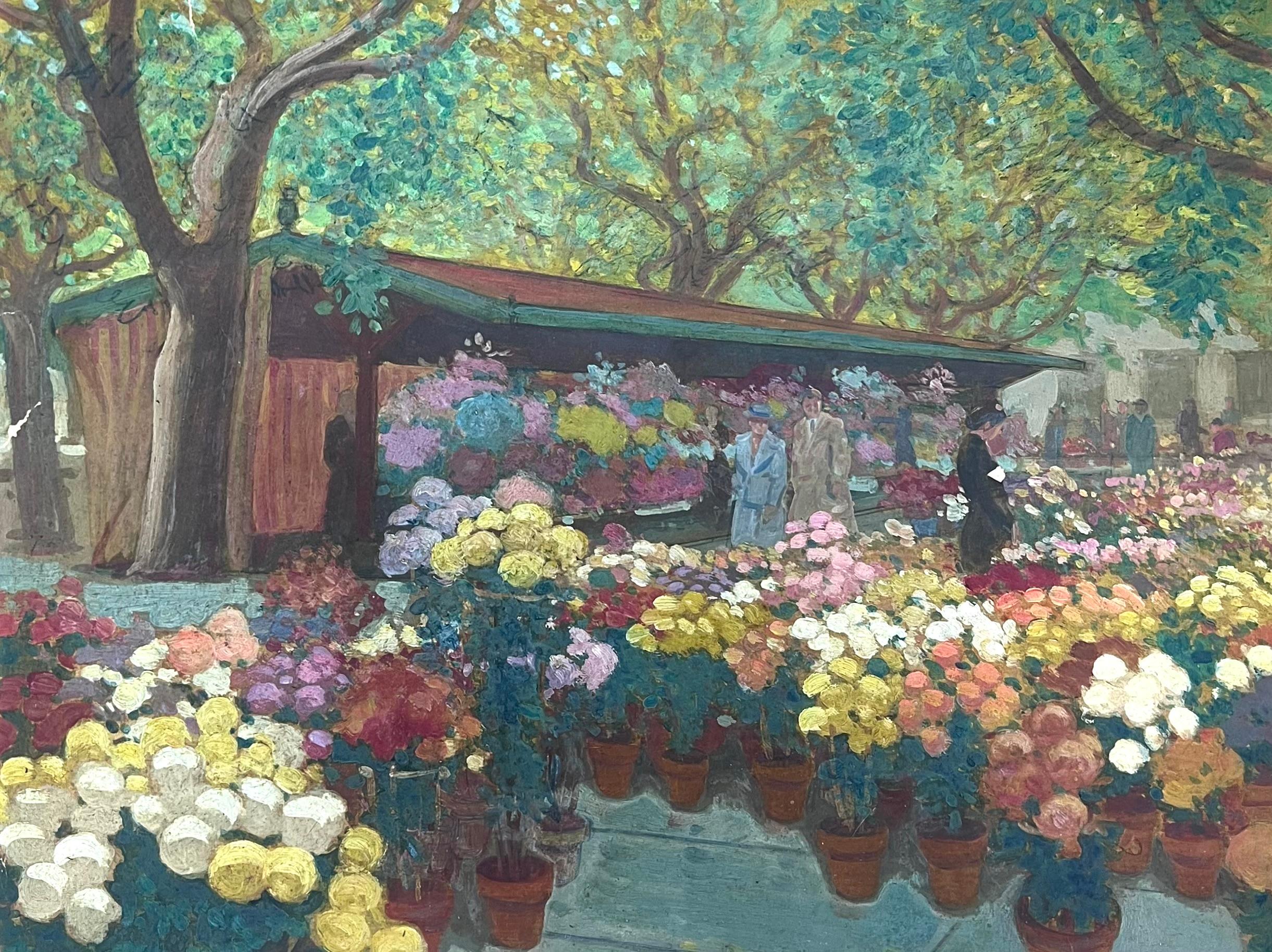 Vibrante mercado de flores al aire libre en Niza Pintura al óleo francesa en venta 1
