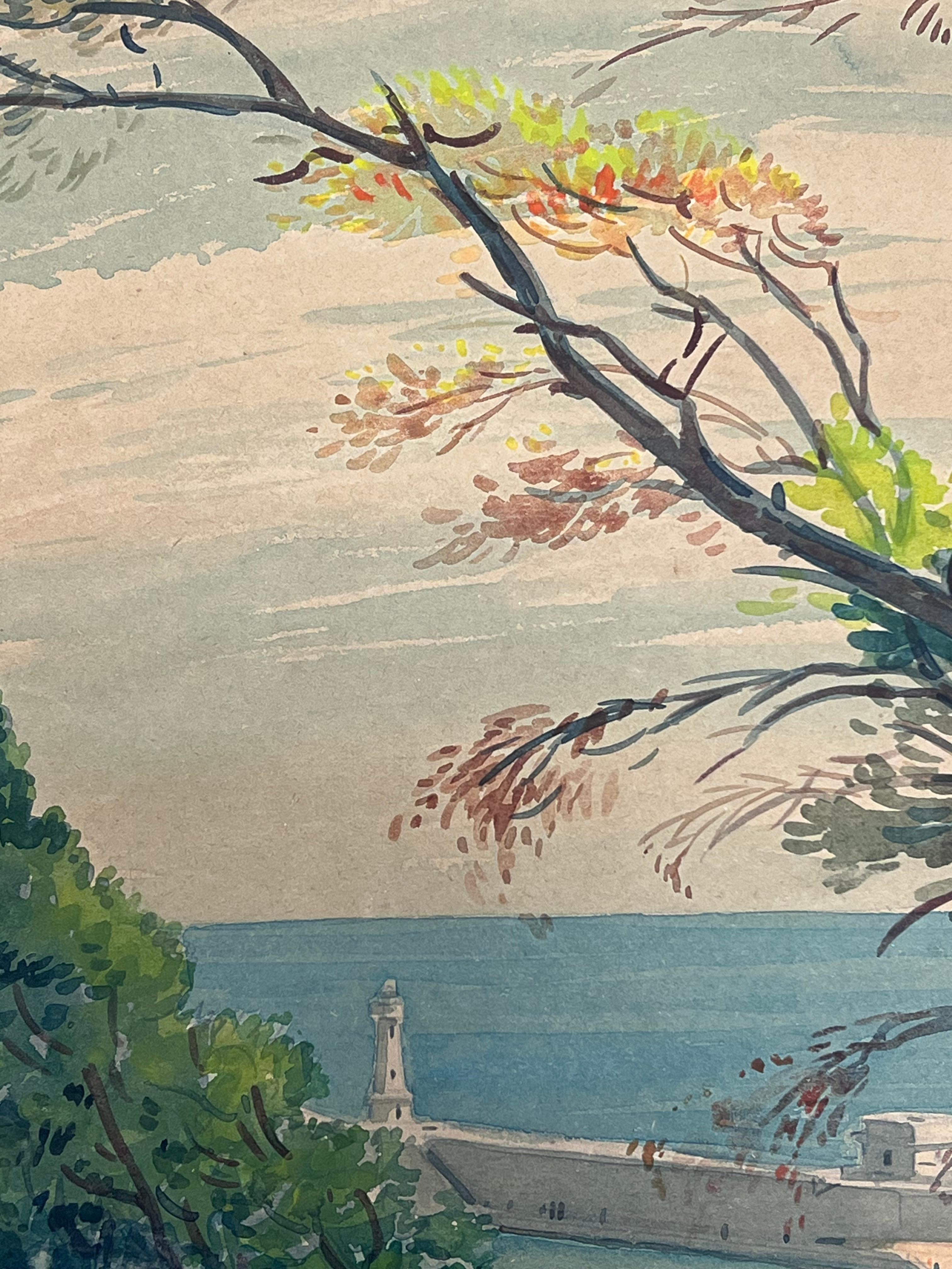 Costa de Mónaco
Tony Minartz (francés, 1873 - 1994) 
acuarela firmada sobre papel de artista
cuadro : 12,5 x 17 pulgadas
Procedencia: colección privada en el sur de Francia, 
Estado: muy buen estado, con algunas marcas de la edad en el papel.