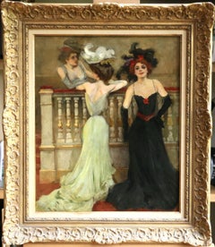 Elegantes - 20th Century Oil, Elegant Ladies Figures in Interior by Tony Minartz