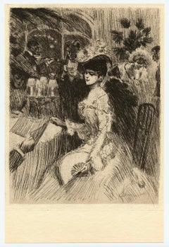 "Au restaurant" original etching