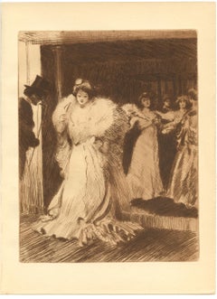 Antique "L’Avant-foyer de l’Opera" original etching