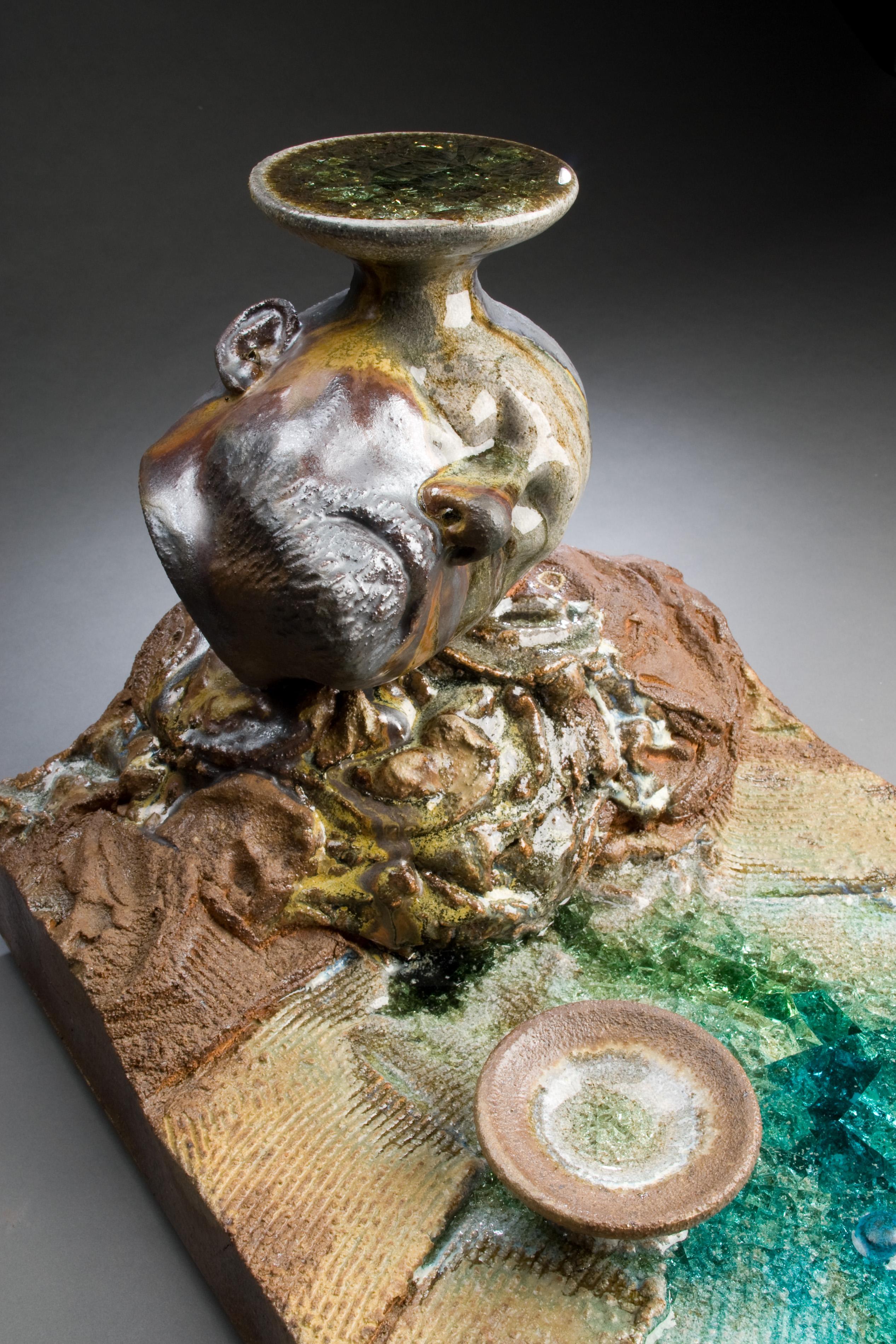 Ceramic wood-fired sculpture: 'Earth And Sky ' - Contemporary Sculpture by Tony Moore