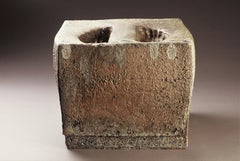 Ceramic wood-fired sculpture, impression of feet: 'He'