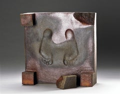 Ceramic wood-fired sculpture, impression of feet: 'I And Thou '
