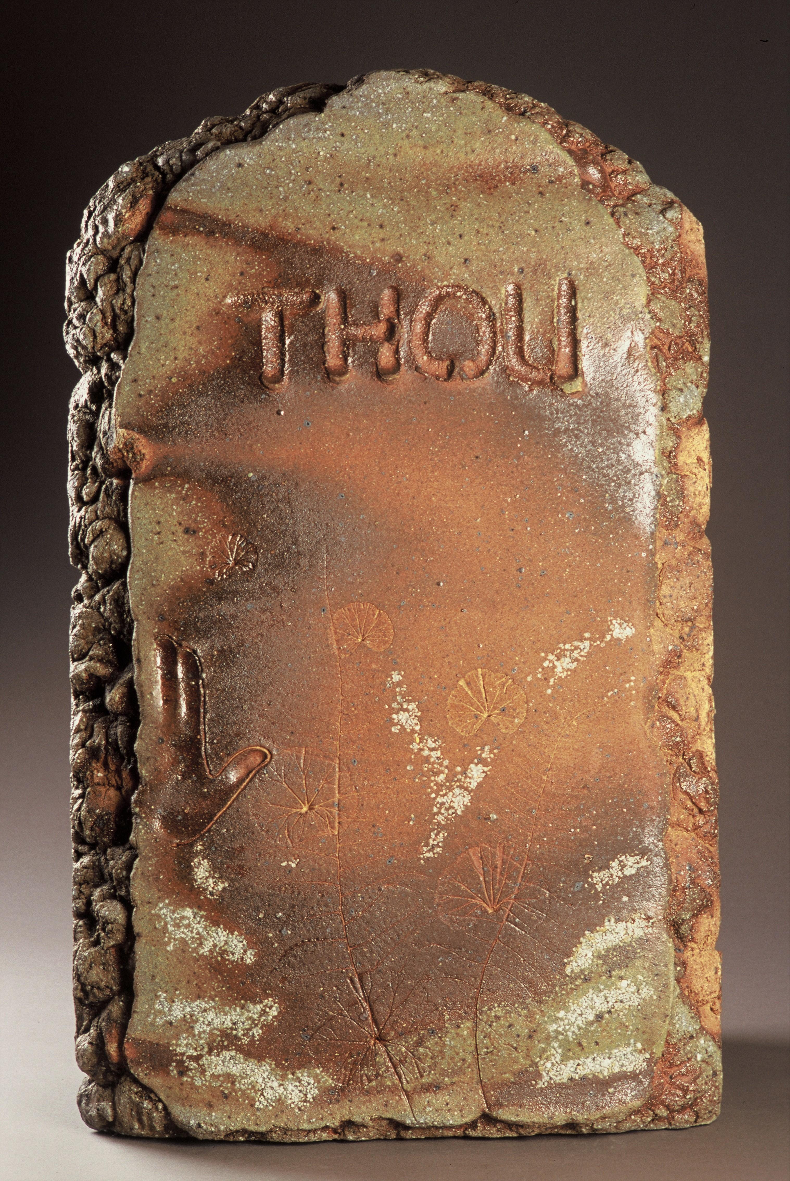 Tony Moore Figurative Sculpture - Ceramic wood-fired sculpture: 'Thou'