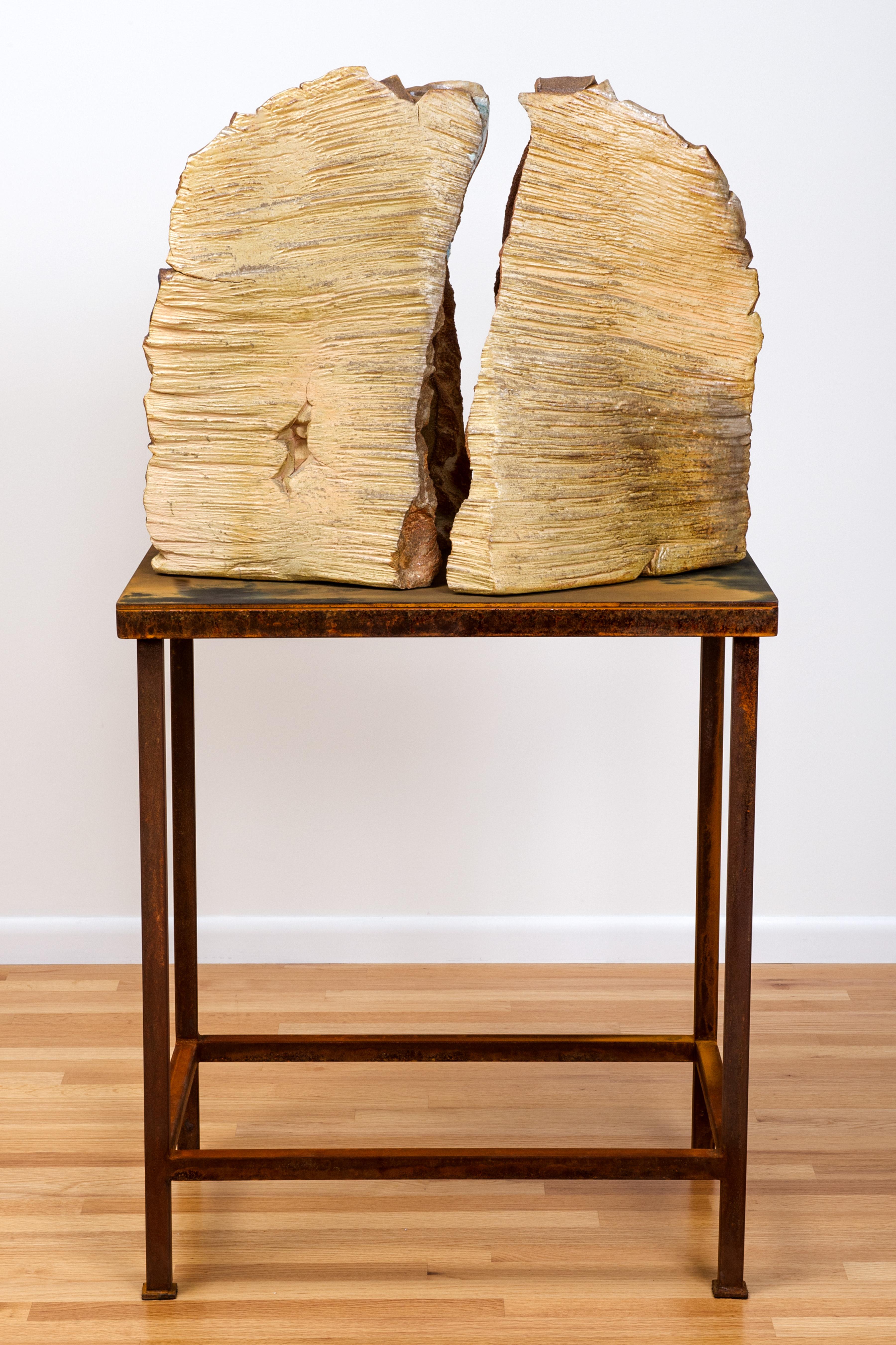 Tony Moore Abstract Sculpture - Large scale wood-fired ceramic sculpture: 'Voice '