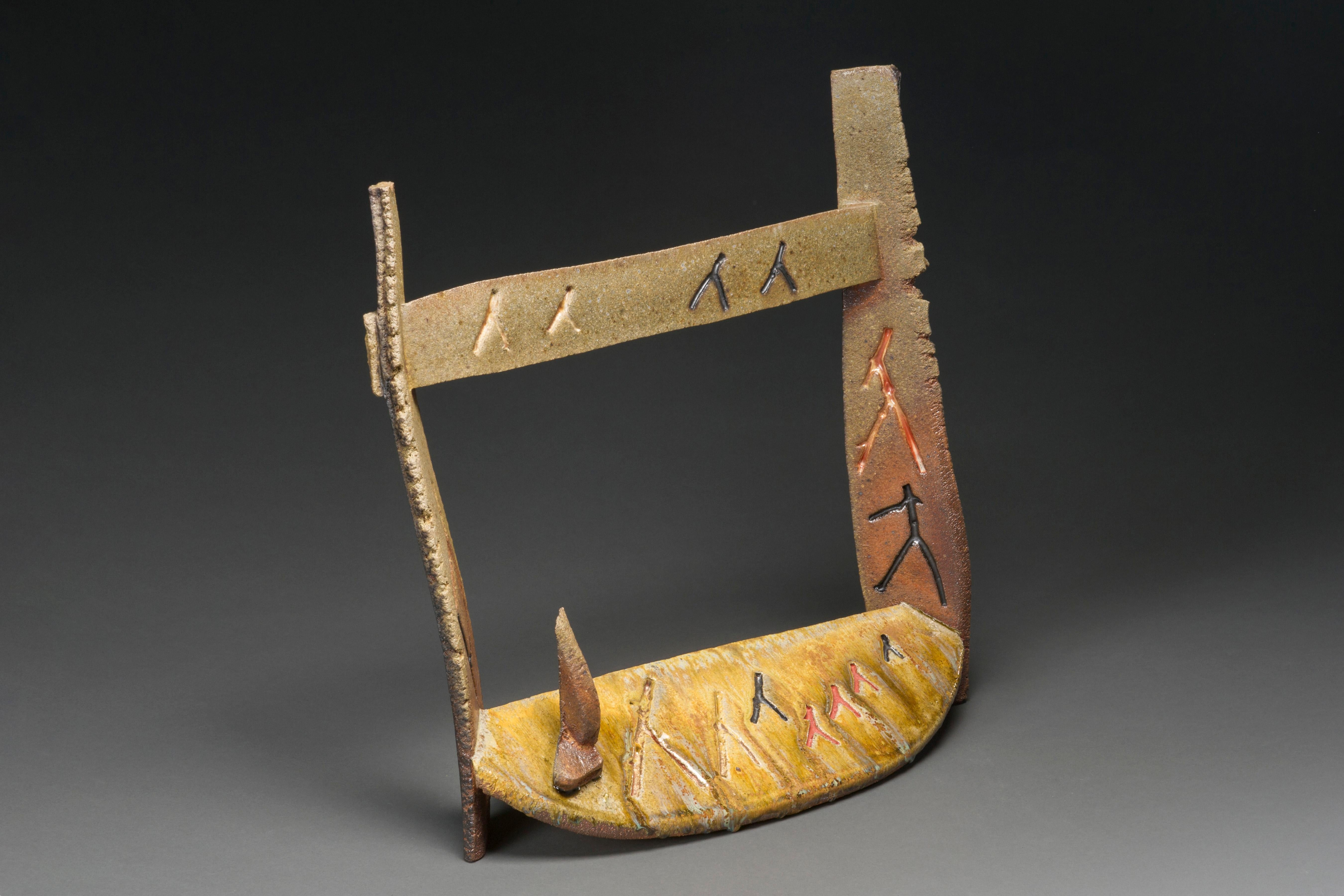 Wood-fired ceramic abstract sculpture: 'Bridge' - Contemporary Sculpture by Tony Moore