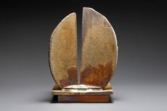 Wood-fired ceramic abstract sculpture: 'Four'
