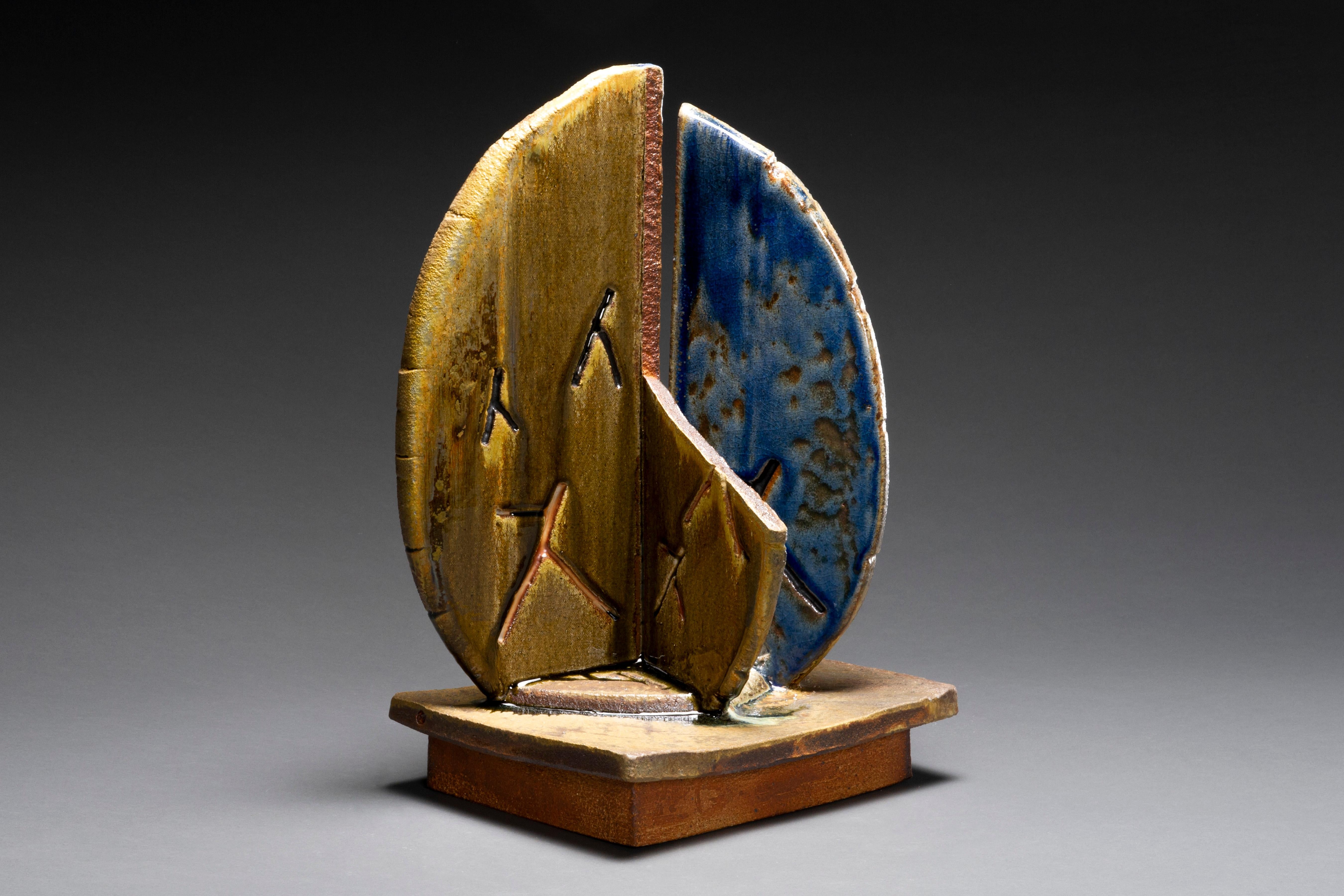 Tony Moore Abstract Sculpture - Wood-fired ceramic abstract sculpture: 'Four'