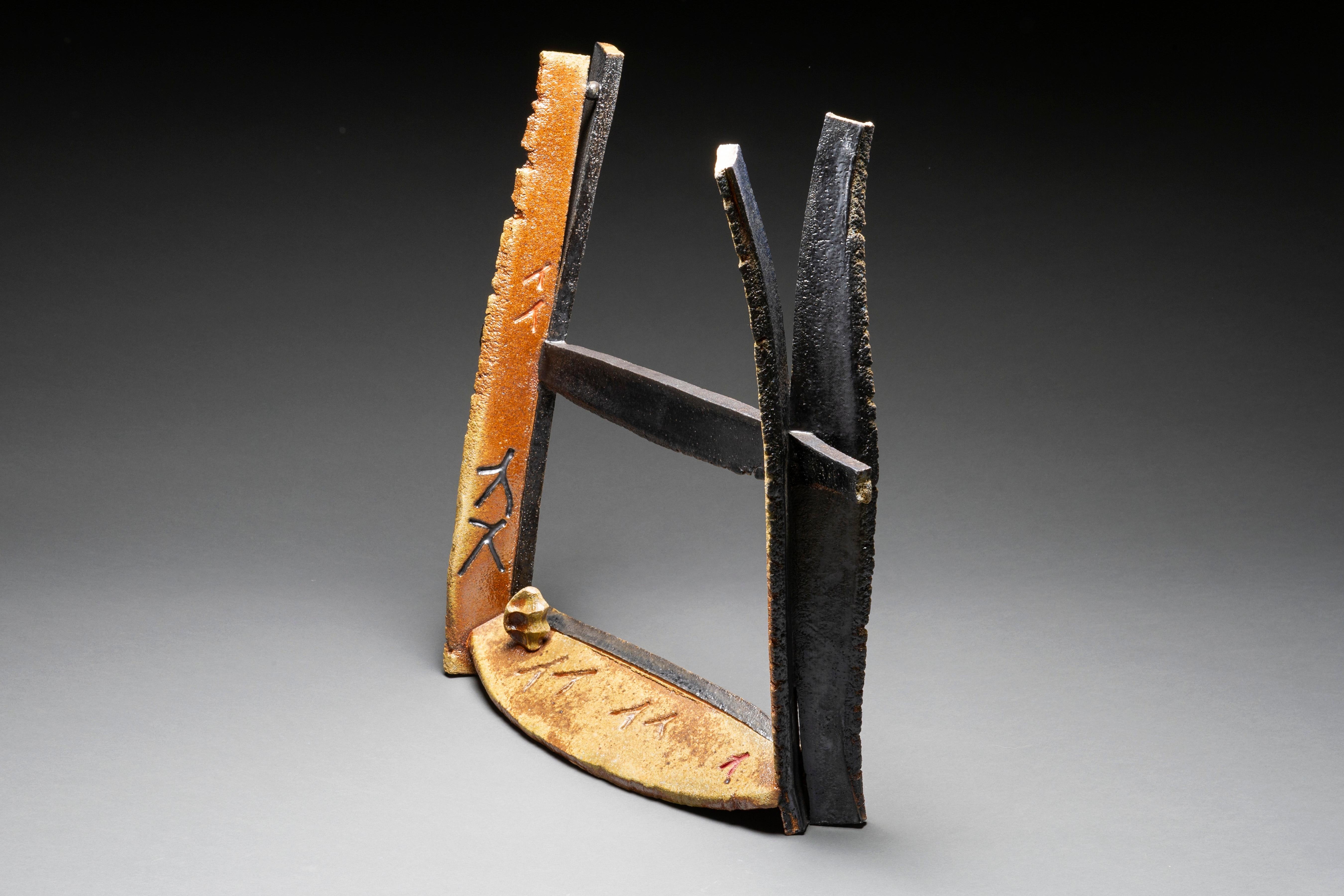 Wood-fried ceramic abstract sculpture: 'Waiting' - Contemporary Sculpture by Tony Moore